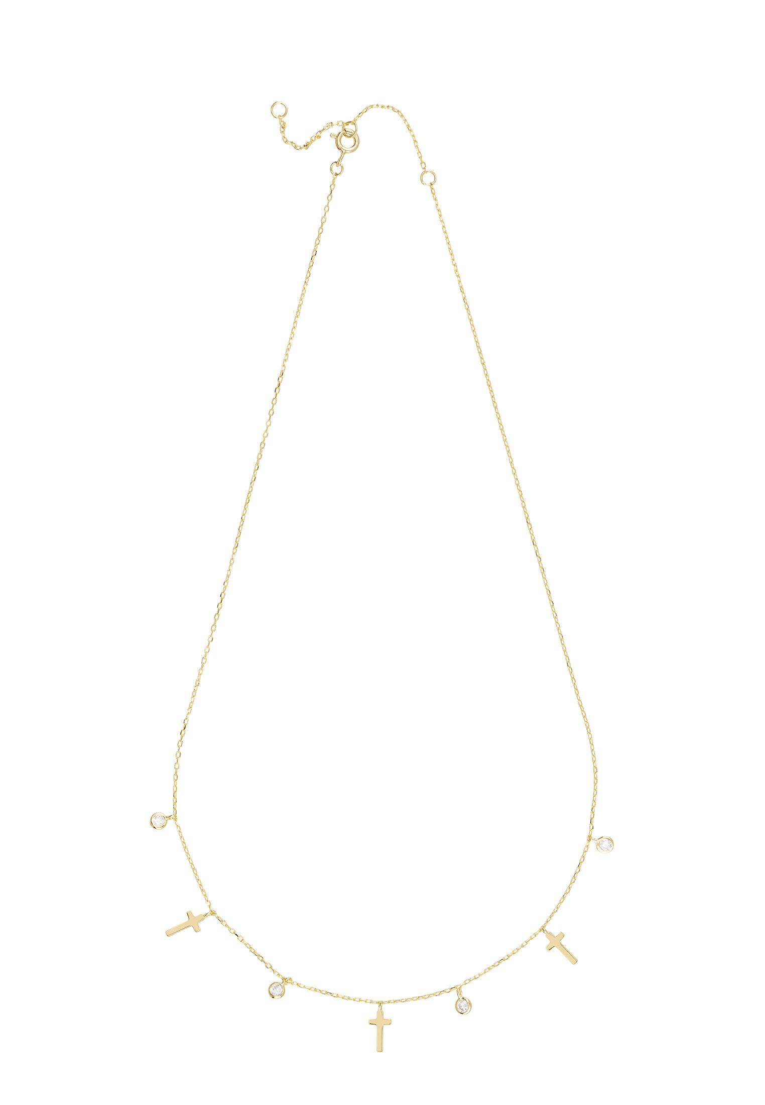 Crosses & Sparkles Choker Necklace Gold - LATELITA