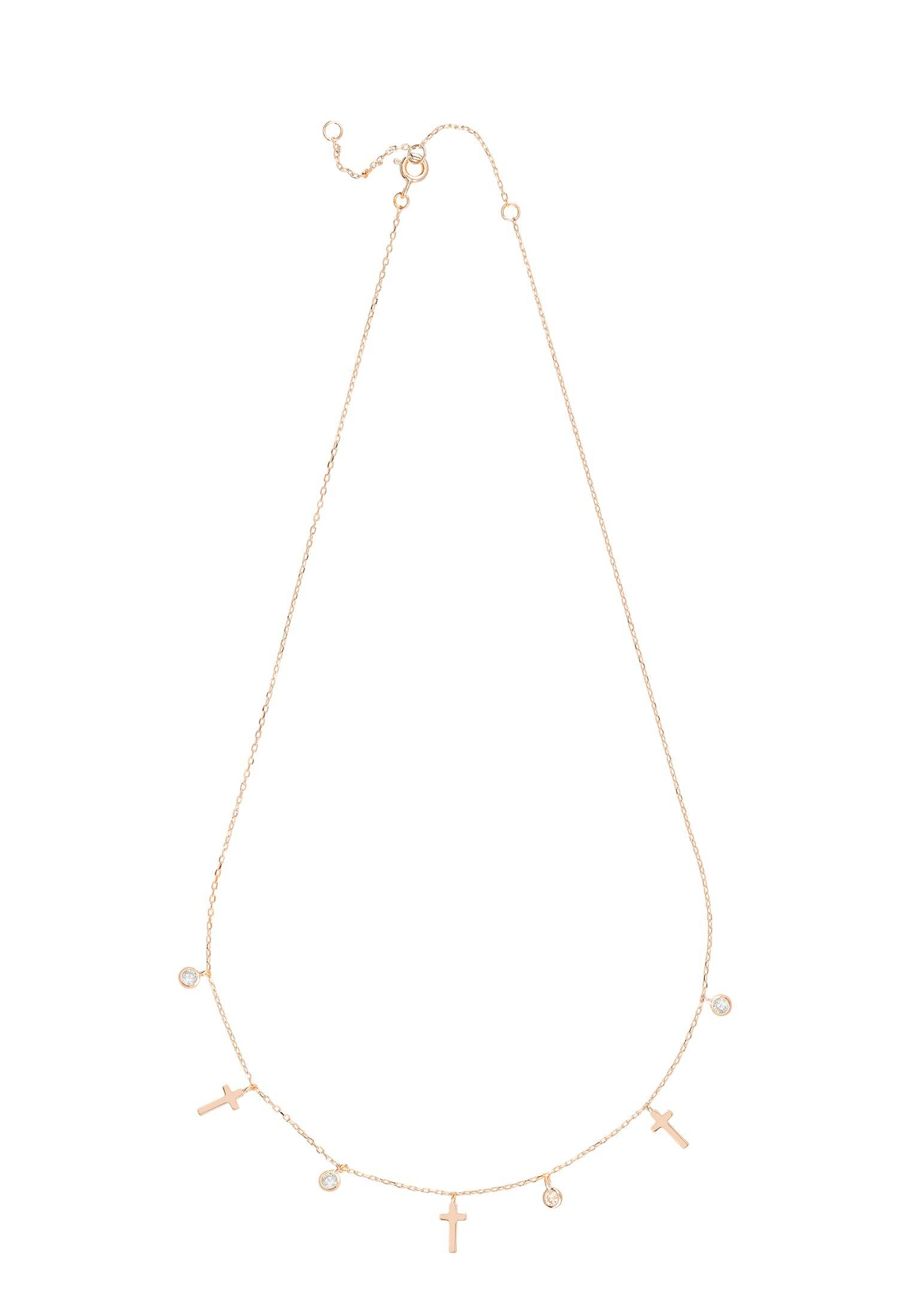 Crosses & Sparkles Choker Necklace Rosegold - LATELITA