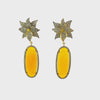 Video of Lotus Flower Oval Yellow Citrine Earrings Gold, showing the drop, movement and scale from multiple angles.