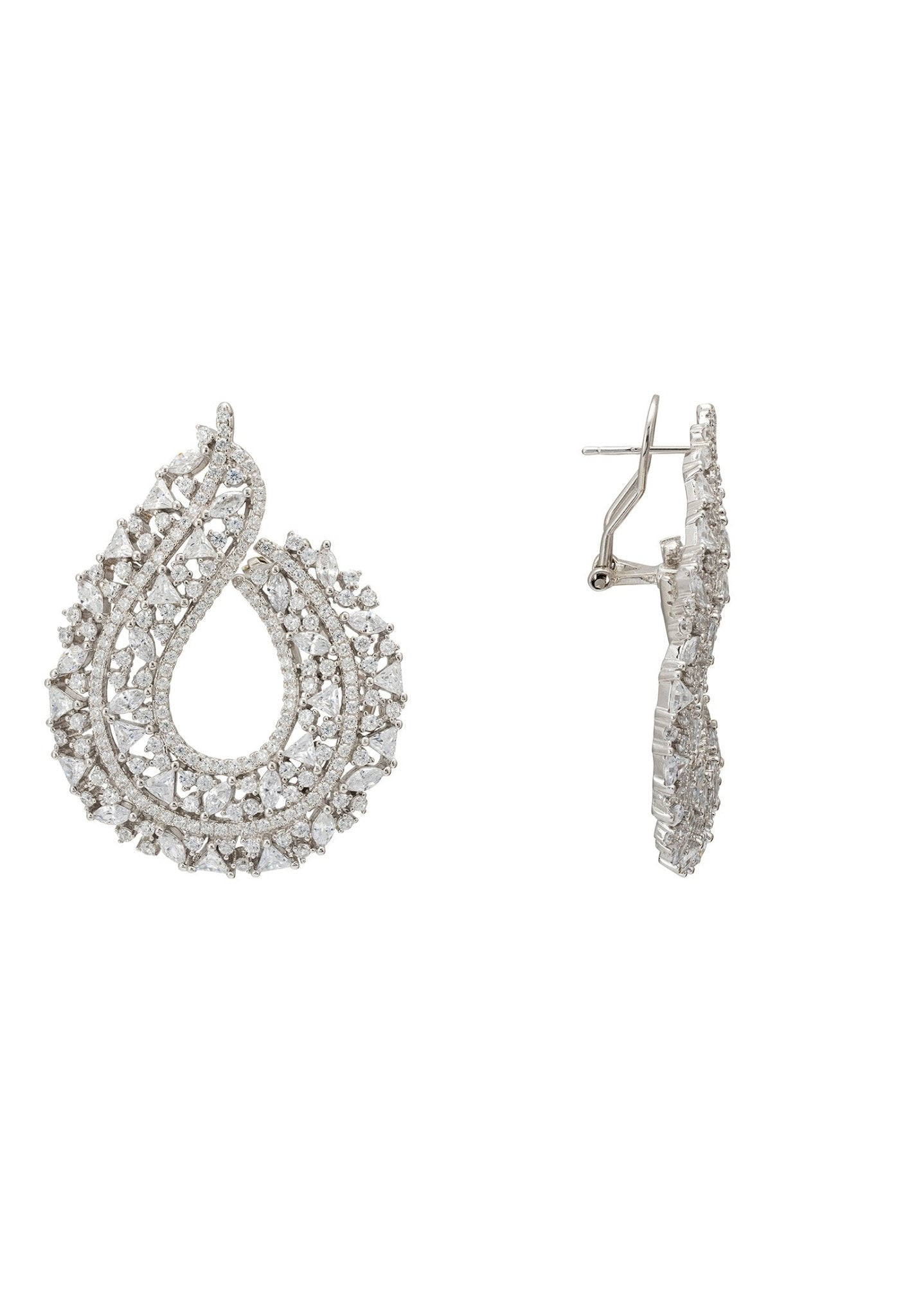 Adalinda Sweeping Hoop Earrings Silver - LATELITA Earrings