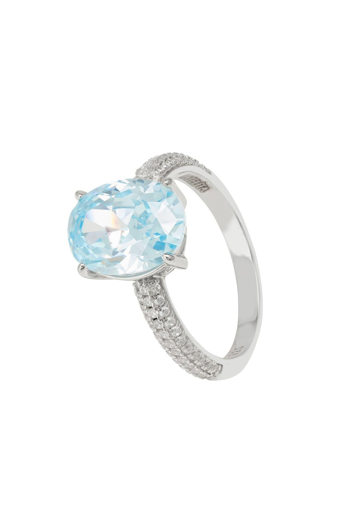 Alexandra Oval Cocktail Ring Blue Topaz Silver - LATELITA Rings