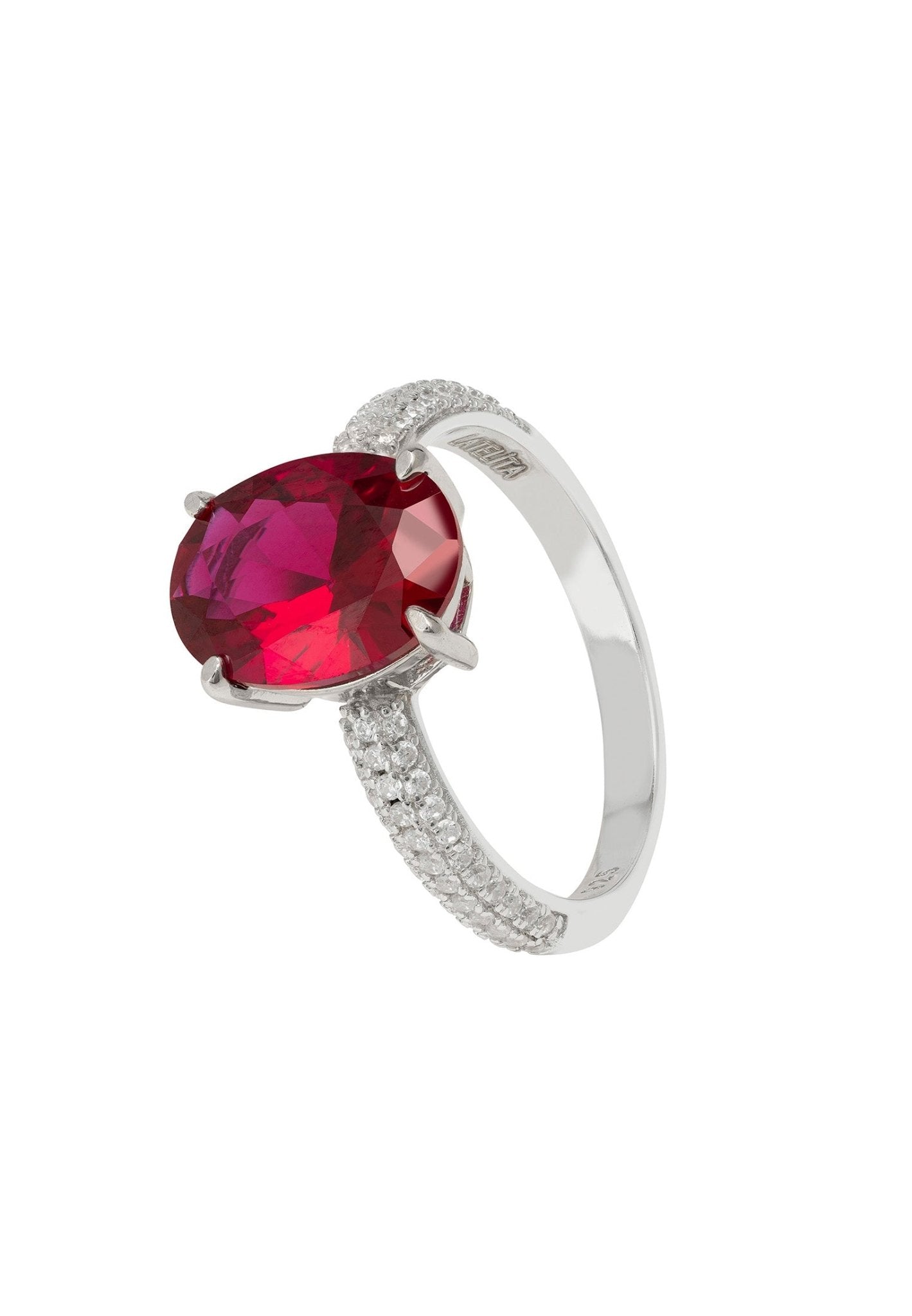 Alexandra Oval Cocktail Ring Ruby Silver - LATELITA Rings