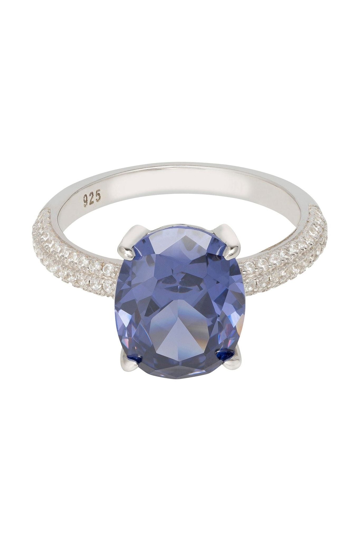 Alexandra Oval Cocktail Ring Tanzanite Silver - LATELITA Rings