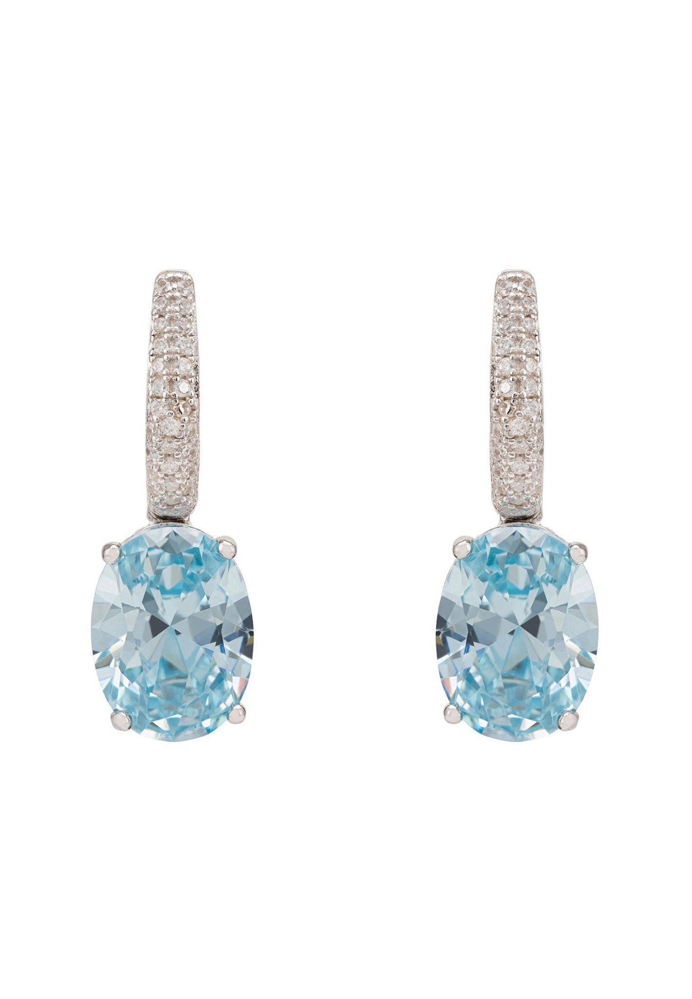 Alexandra Oval Drop Earrings Silver Blue Topaz - LATELITA Earrings