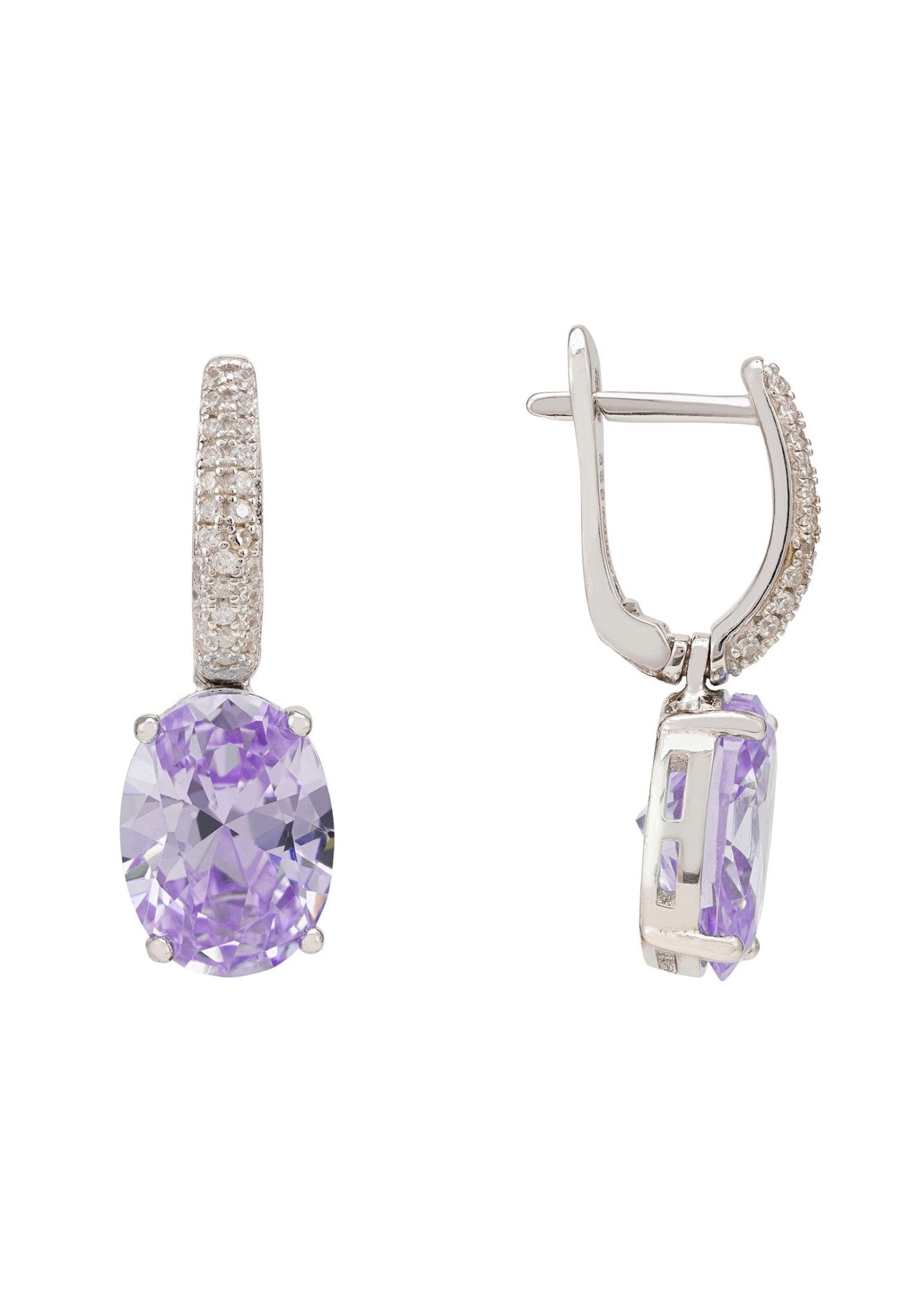 Alexandra Oval Drop Earrings Silver Lilac Amethyst - LATELITA Earrings