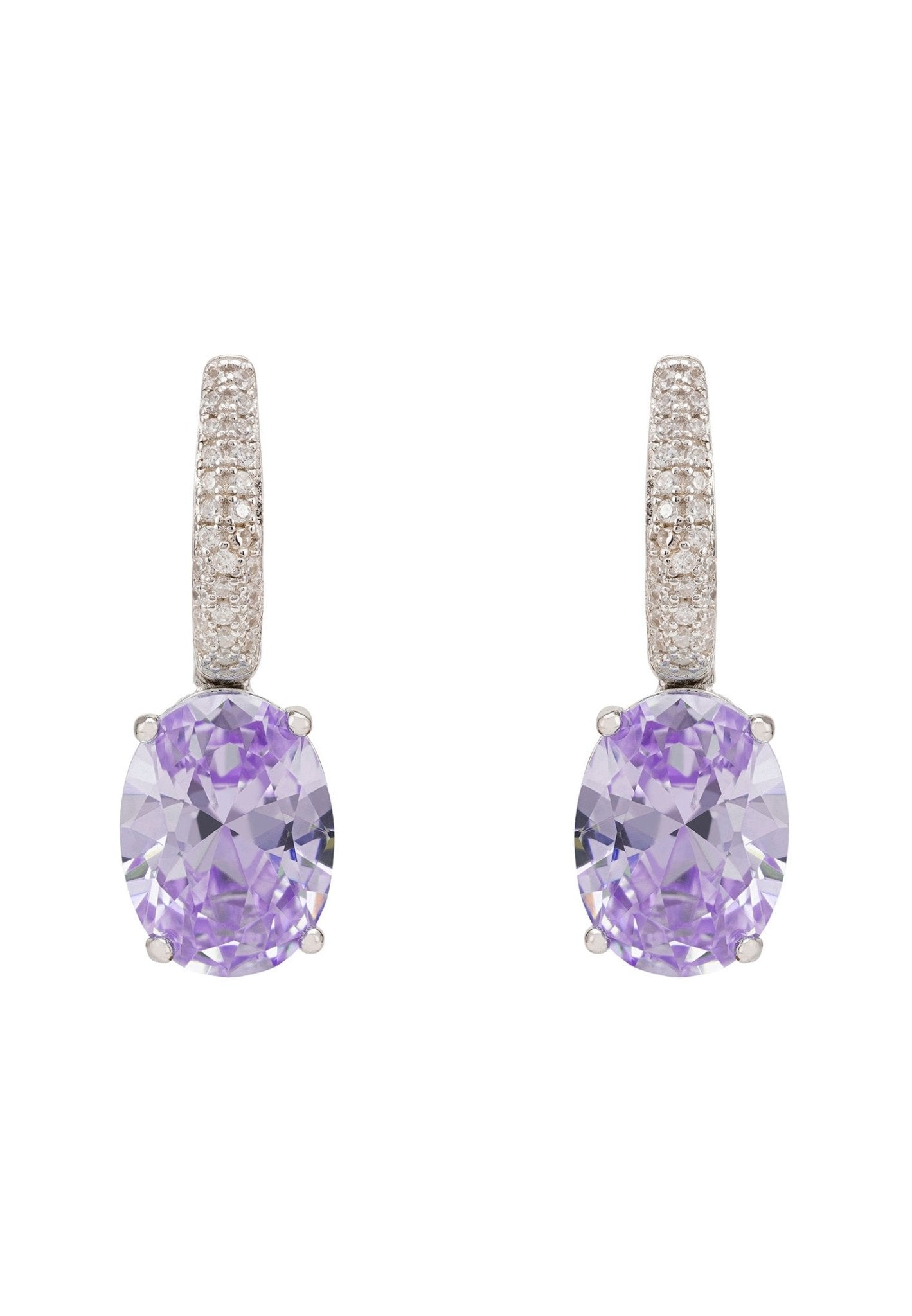 Alexandra Oval Drop Earrings Silver Lilac Amethyst - LATELITA Earrings