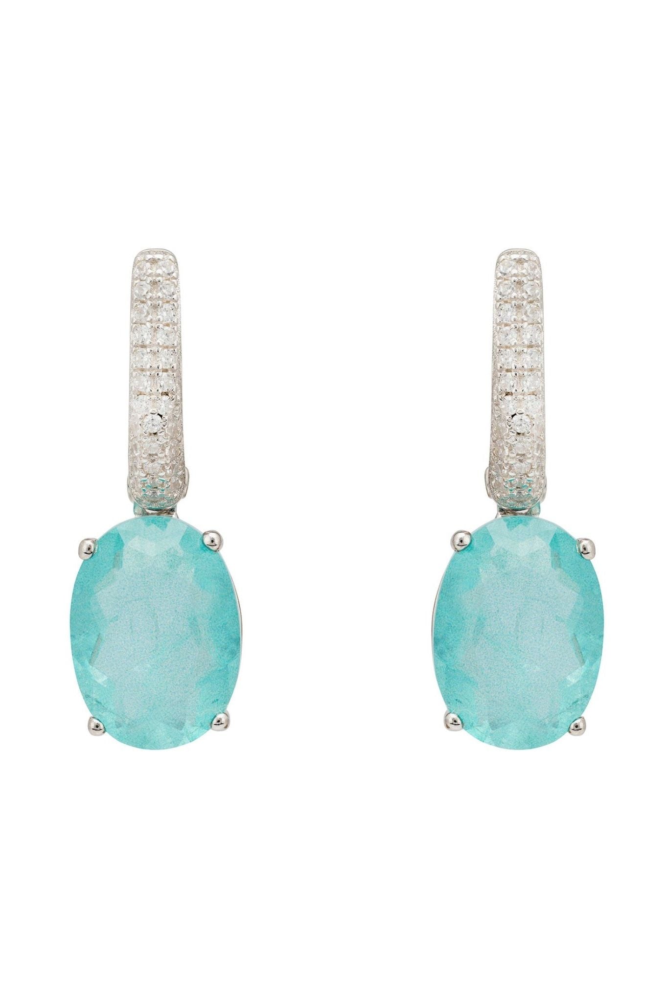 Alexandra Oval Drop Earrings Silver Paraiba Tourmaline - LATELITA Earrings