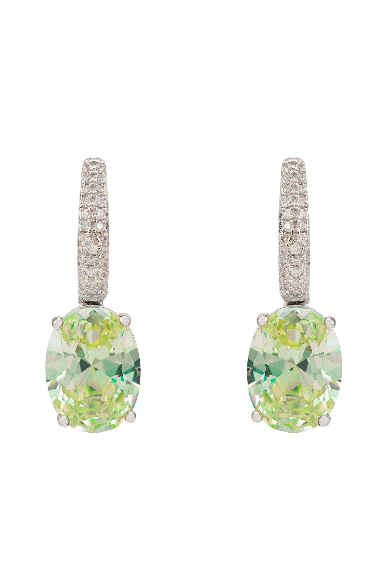 Alexandra Oval Drop Earrings Silver Peridot - LATELITA Earrings