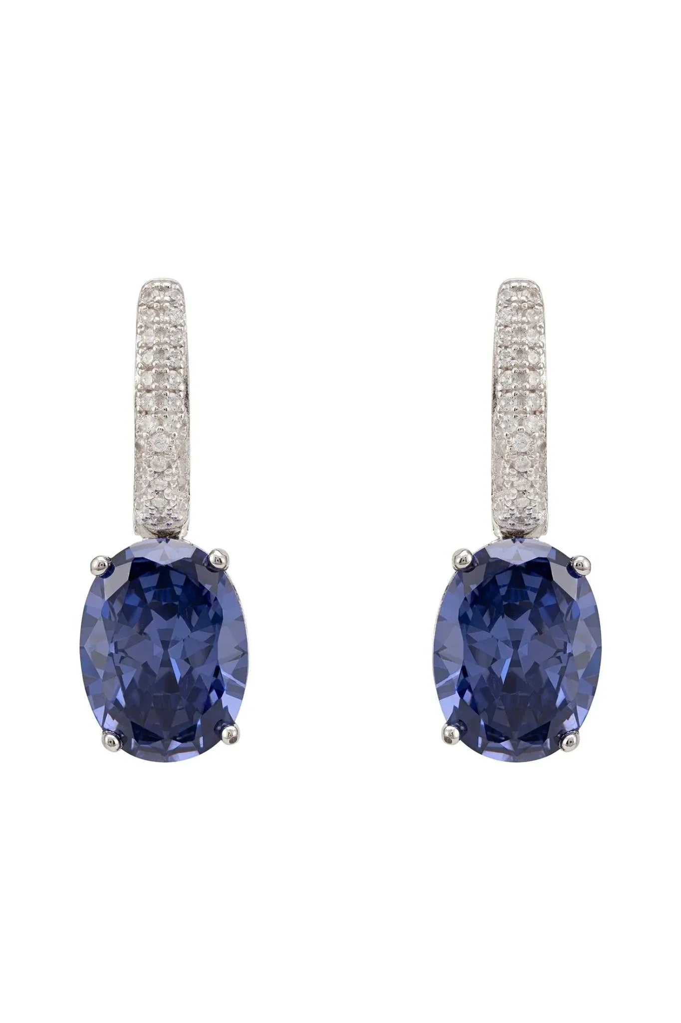 Alexandra Oval Drop Earrings Silver Tanzanite - LATELITA Earrings