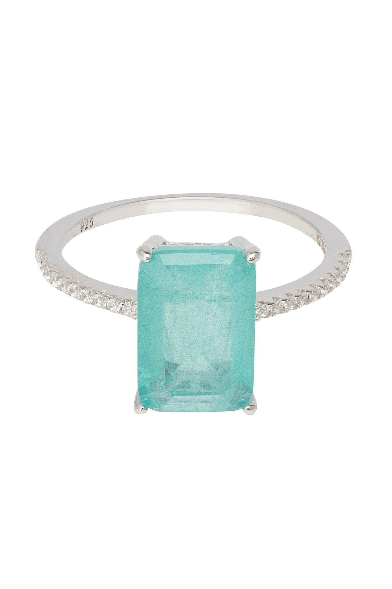 Alexandra Rectangle Cocktail Ring Paraiba Tourmaline Silver - LATELITA Rings