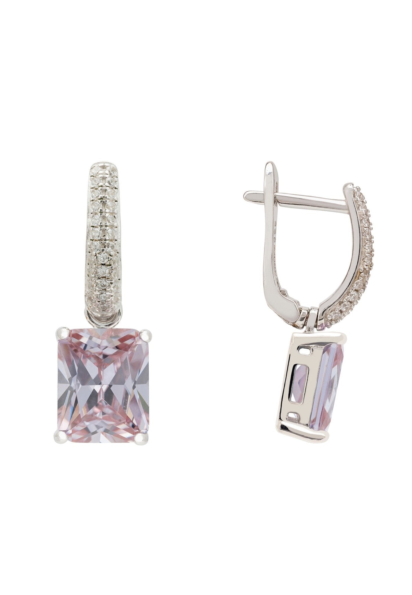 Alexandra Rectangle Drop Earrings Silver Lilac Amethyst - LATELITA Earrings
