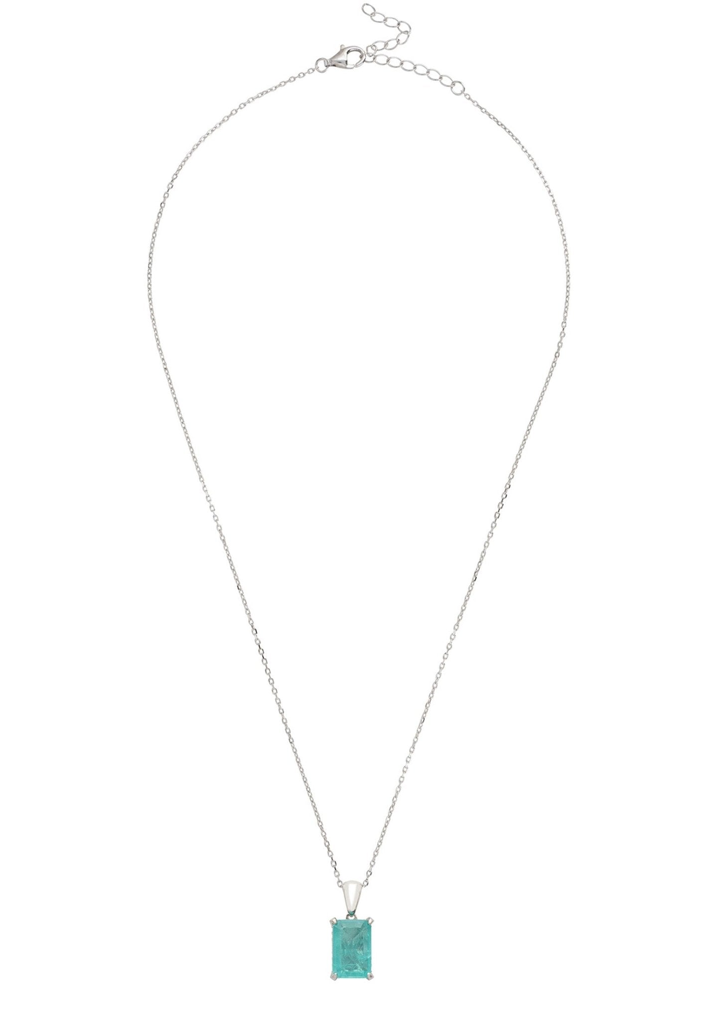 Alexandra Rectangle Gemstone Necklace Silver Paraiba Tourmaline - LATELITA Necklaces