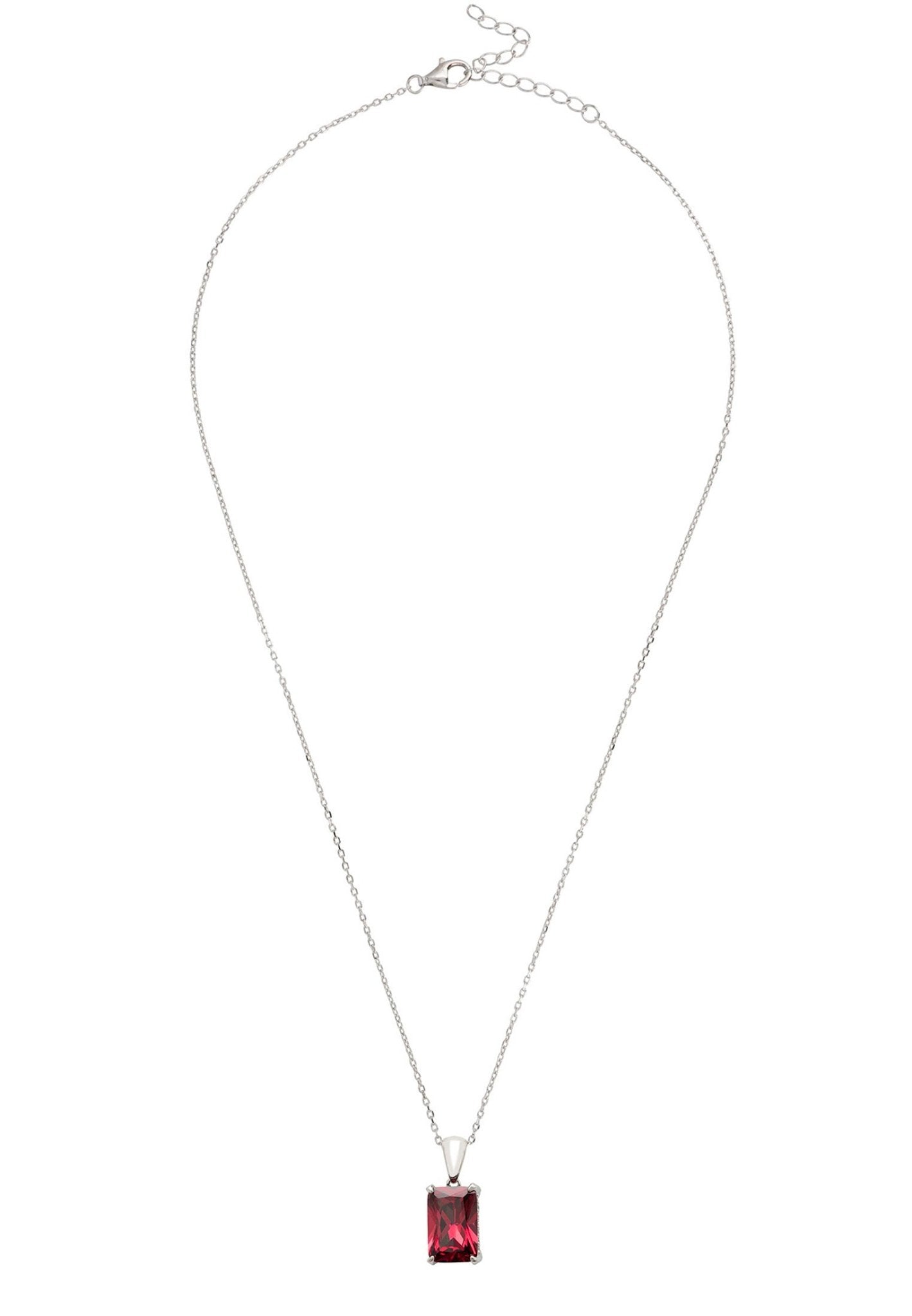 Alexandra Rectangle Gemstone Necklace Silver Ruby - LATELITA Necklaces