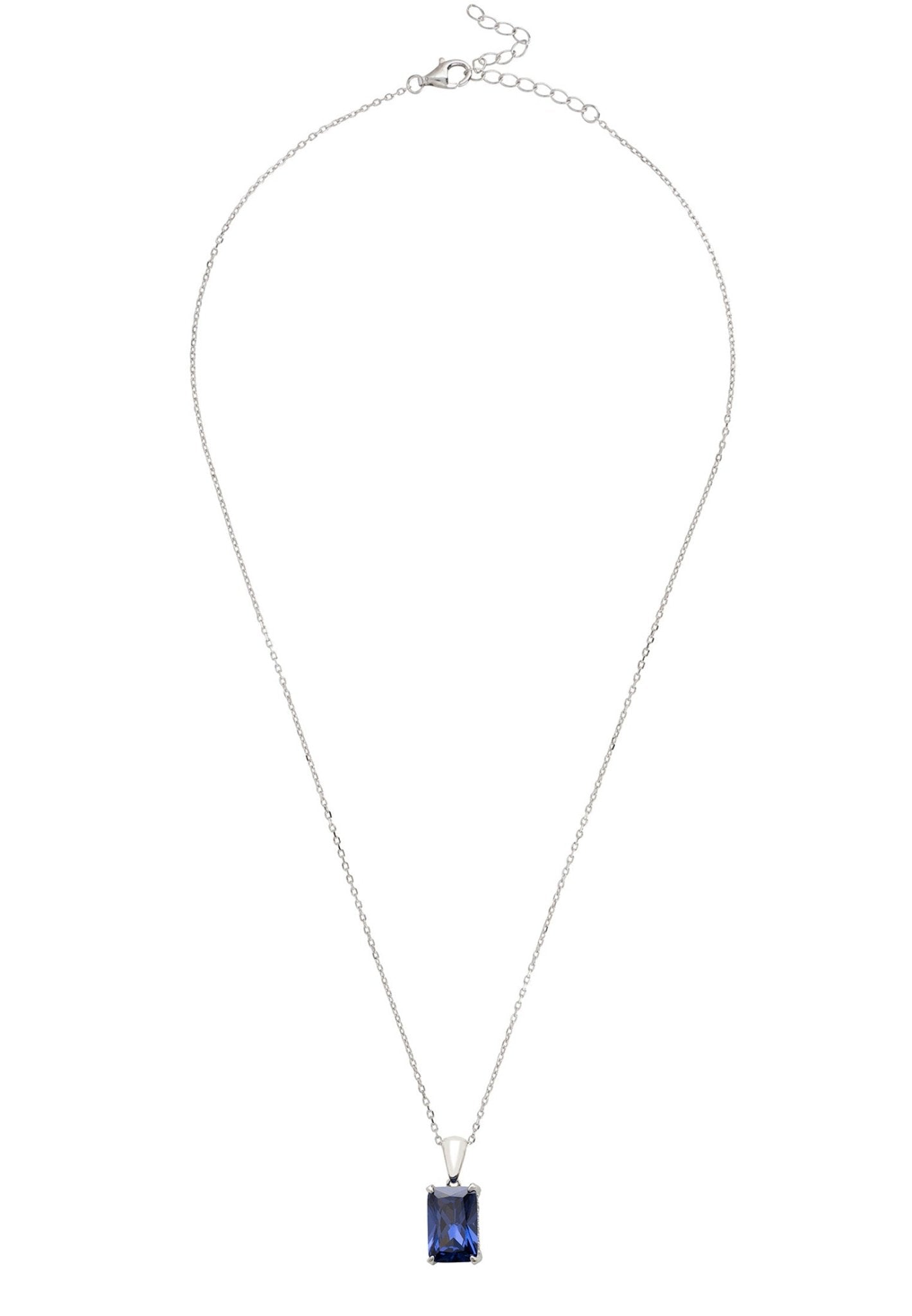 Alexandra Rectangle Gemstone Necklace Silver Tanzanite - LATELITA Necklaces