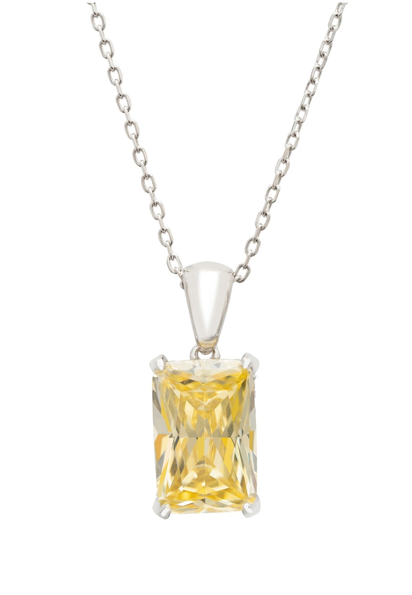 Alexandra Rectangle Gemstone Necklace Silver Yellow Topaz - LATELITA Necklaces