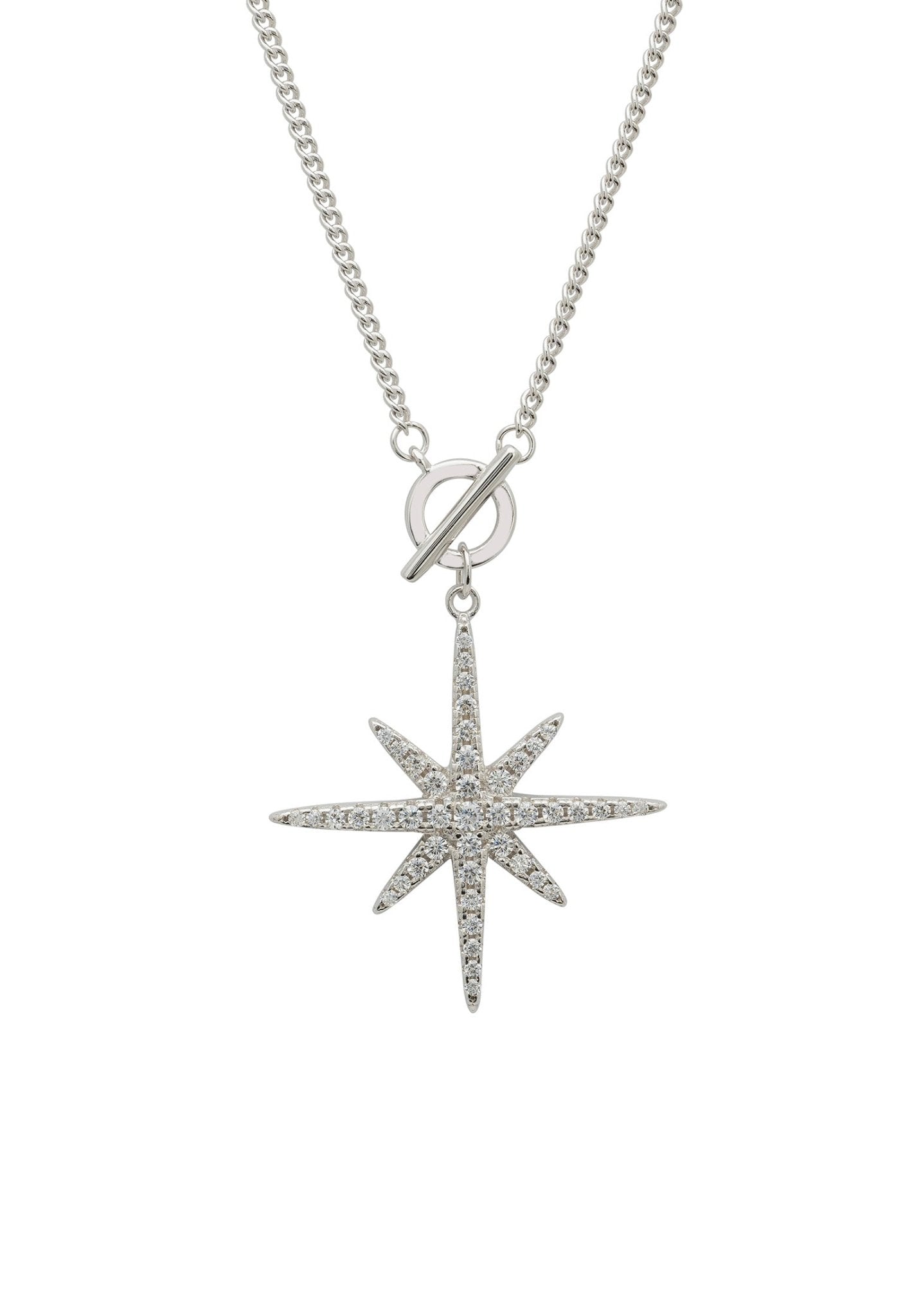 Altair Star Burst Lariat Necklace Silver - LATELITA Necklaces