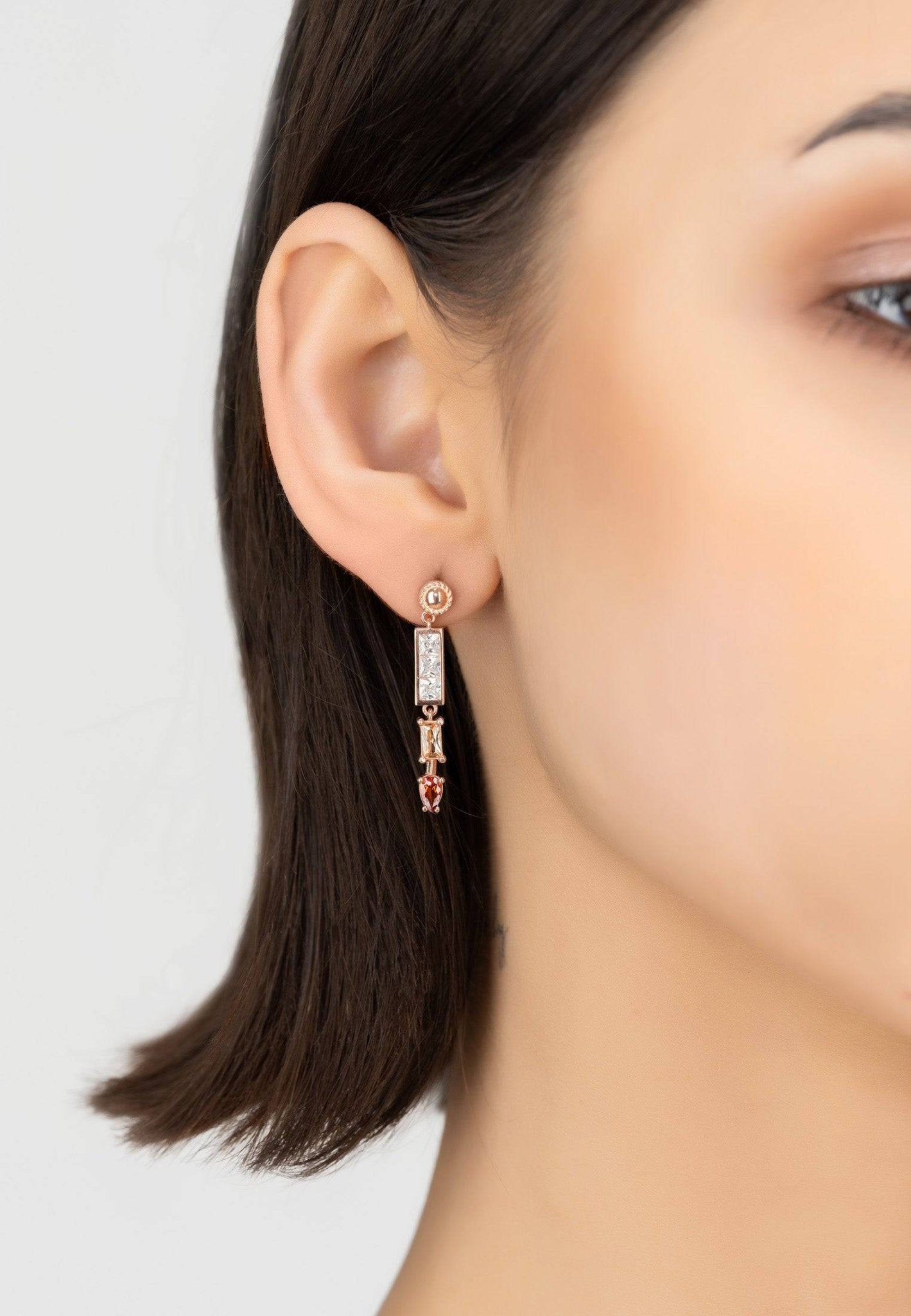 Amalfi Baguette Drop Earrings Rosegold - LATELITA Earrings