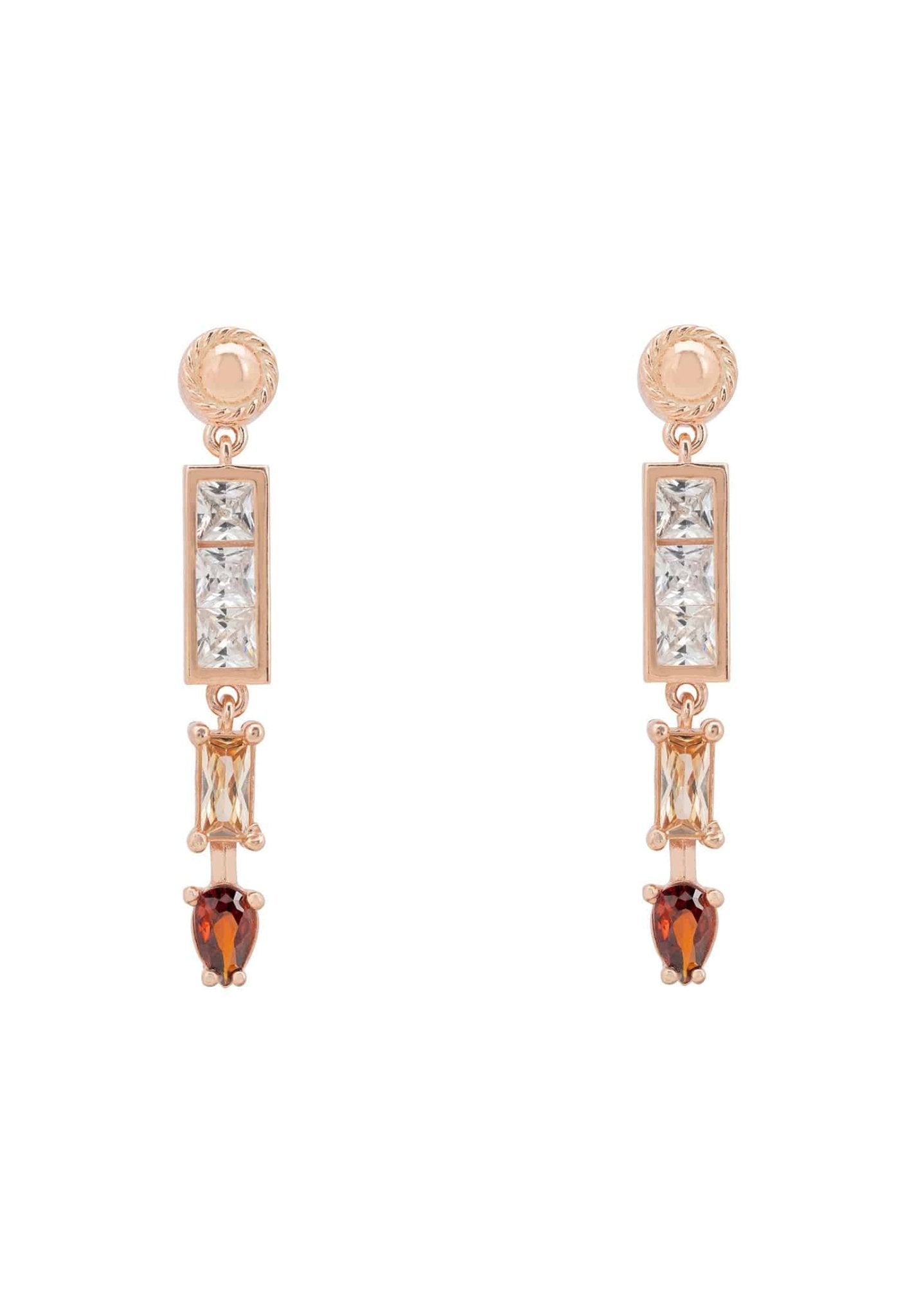 Amalfi Baguette Drop Earrings Rosegold - LATELITA Earrings