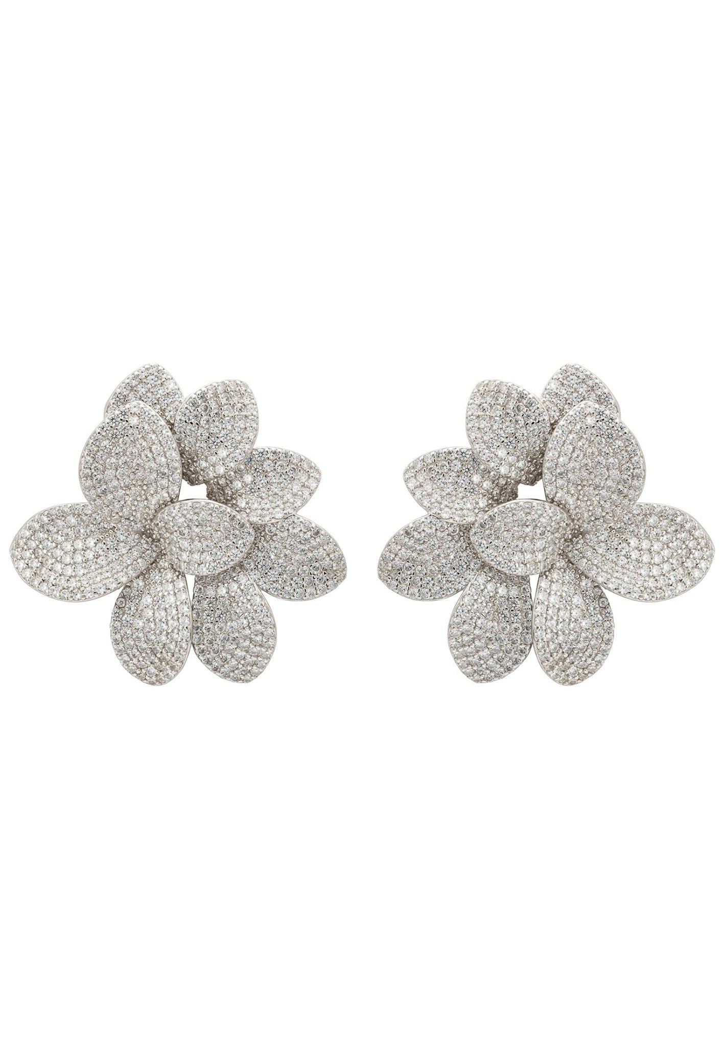 Amaryllis Flower Large Stud Earrings Silver - LATELITA Earrings
