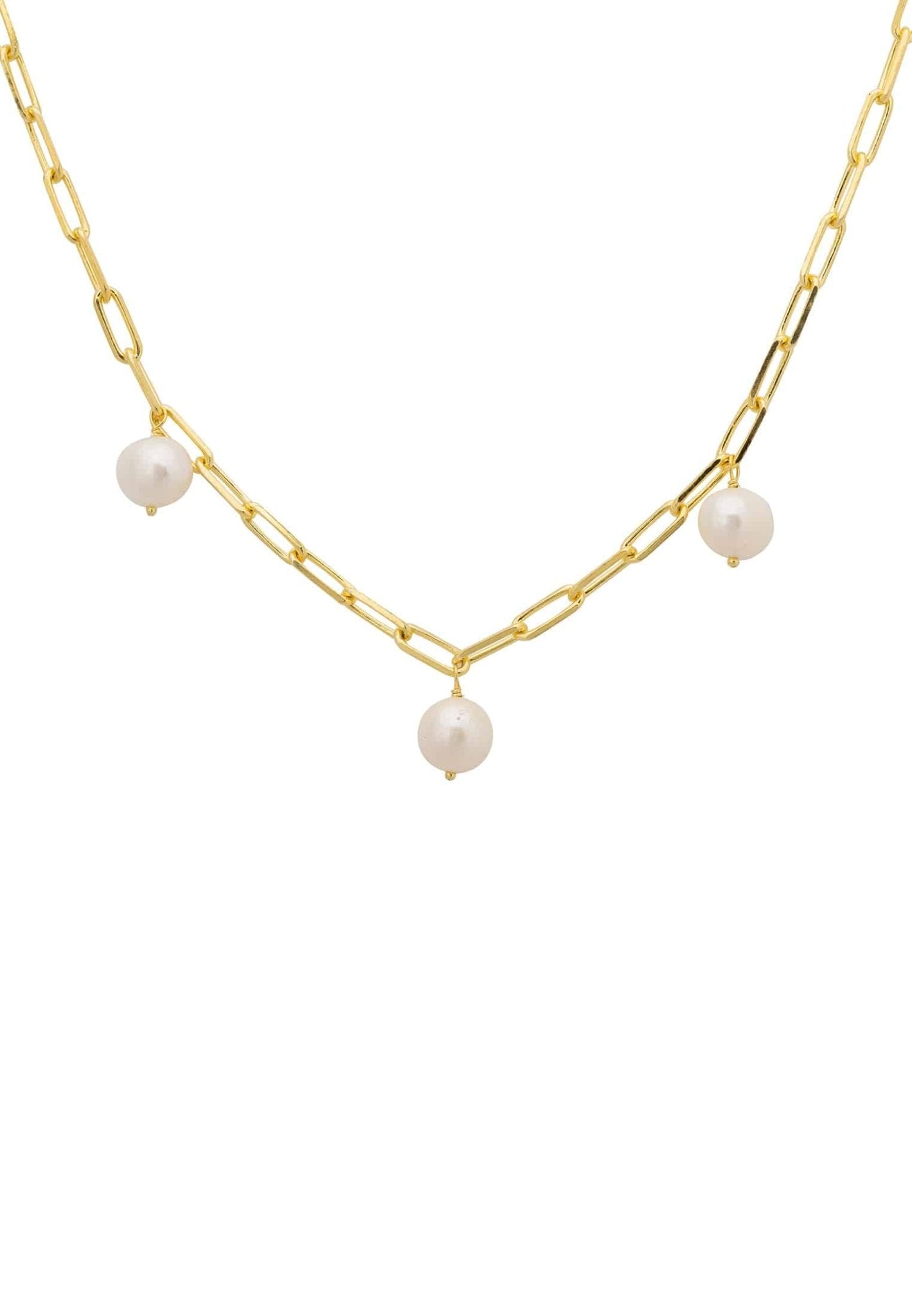 Amelia Three Pearl Necklace Gold - LATELITA Necklaces