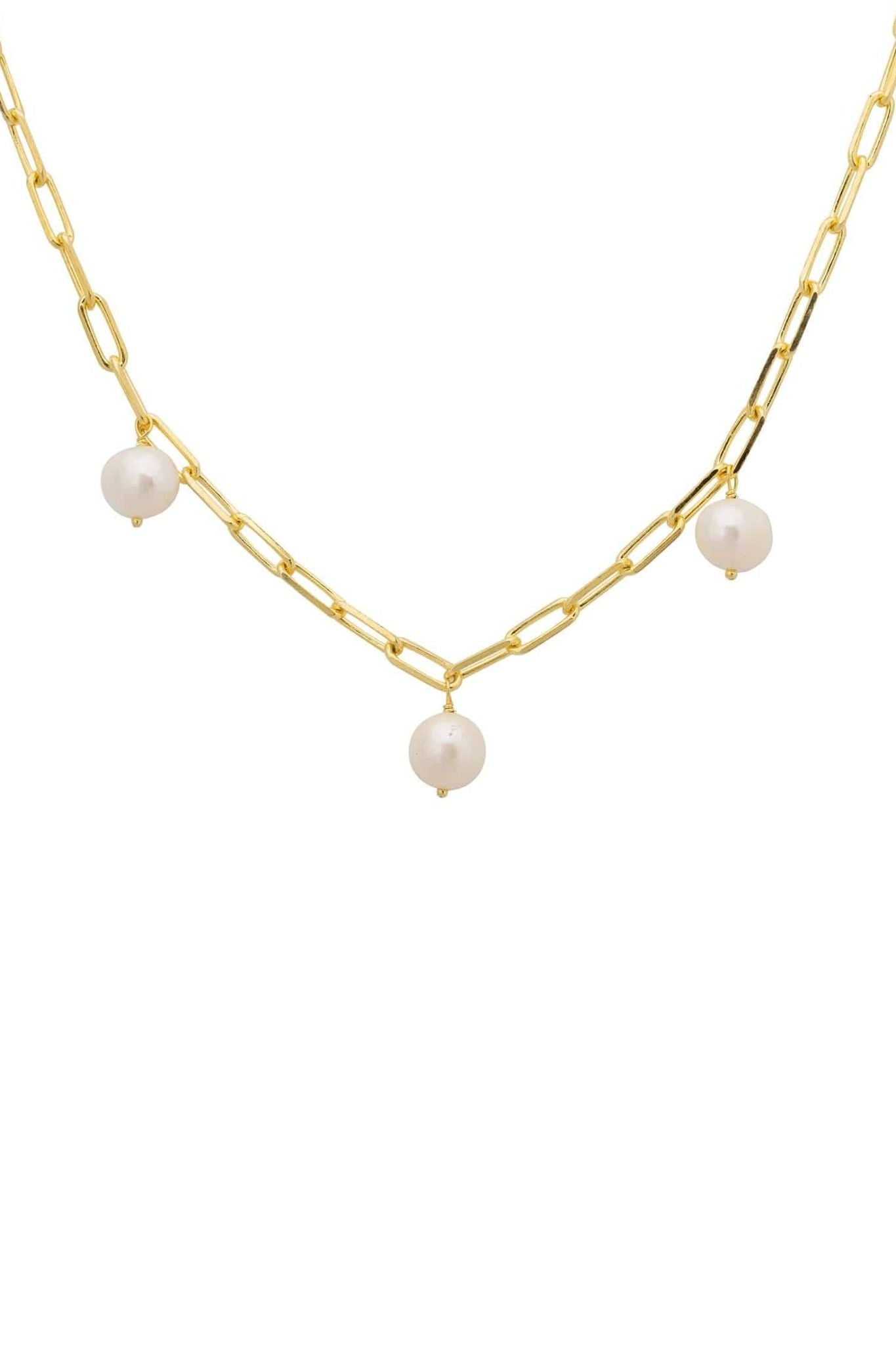 Amelia Three Pearl Necklace Gold - LATELITA Necklaces