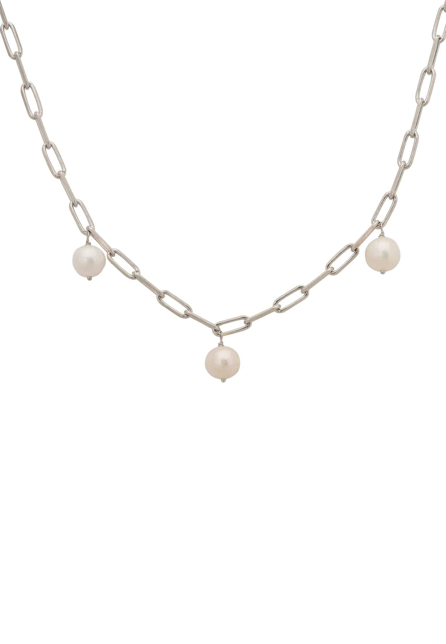 Amelia Three Pearl Necklace Silver - LATELITA Necklaces