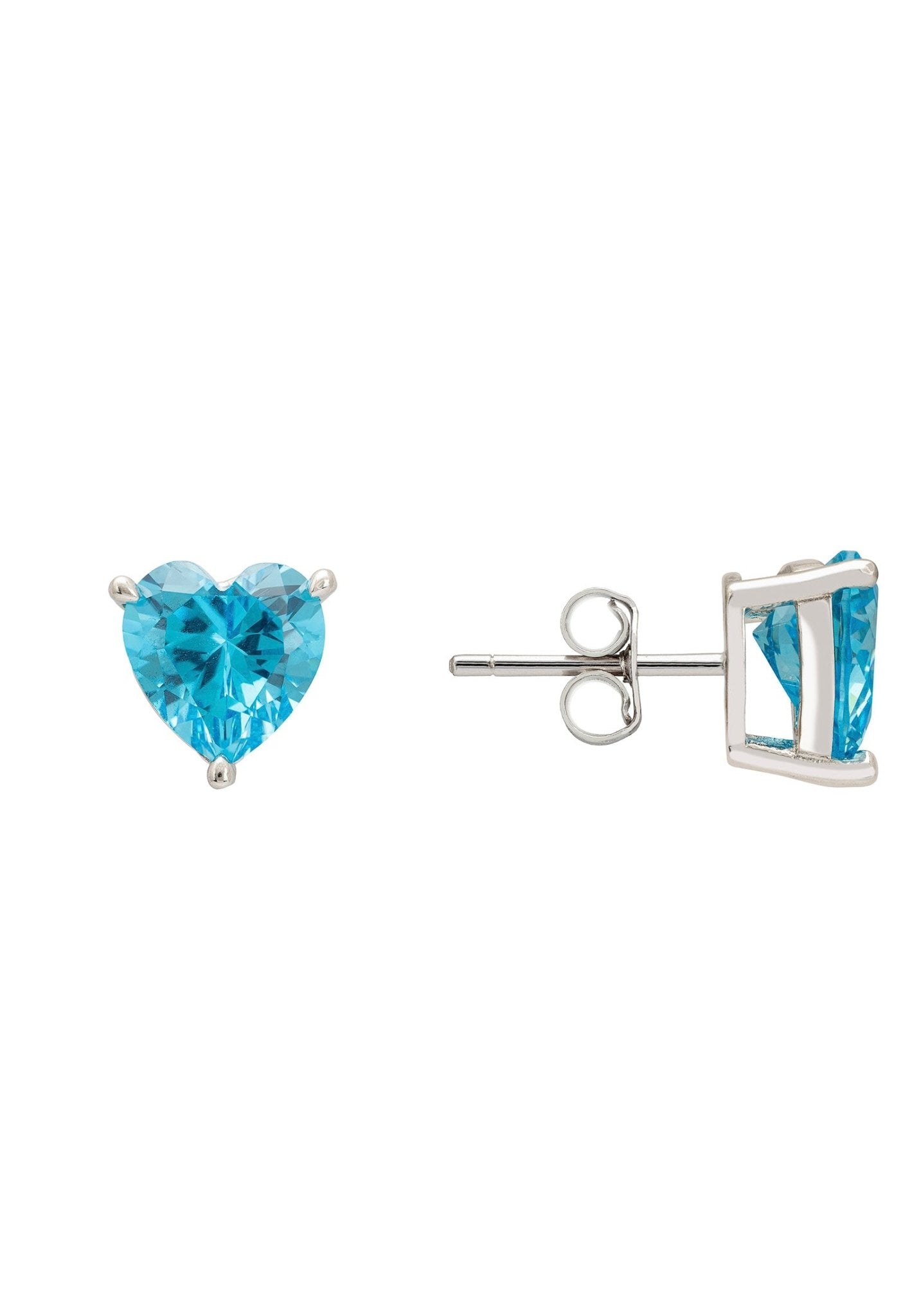 Amore Heart Stud Earrings Blue Topaz Silver - LATELITA Earrings