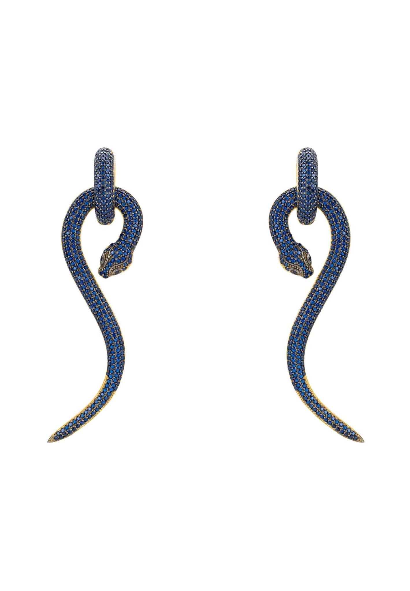 Anaconda Snake Drop Earrings Gold Sapphire - LATELITA Earrings
