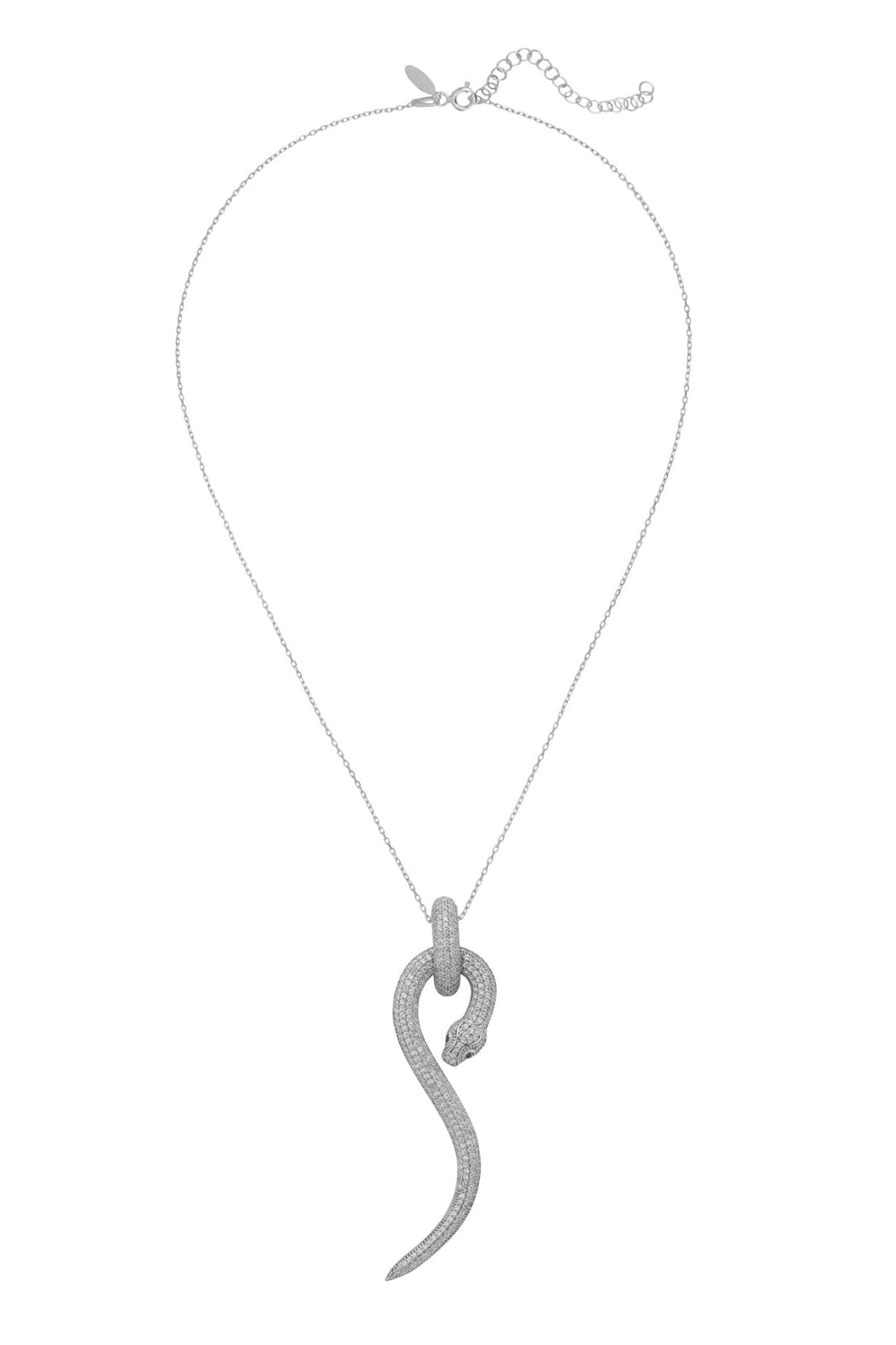 Anaconda Snake Pendant Necklace Silver White - LATELITA Necklaces