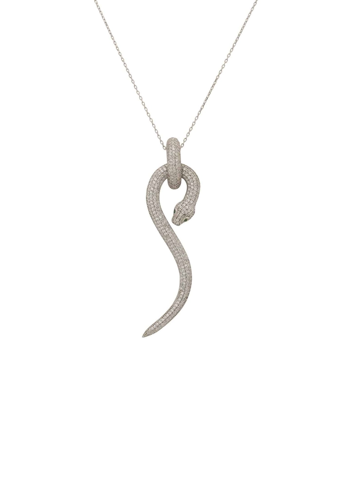 Anaconda Snake Pendant Necklace Silver White - LATELITA Necklaces