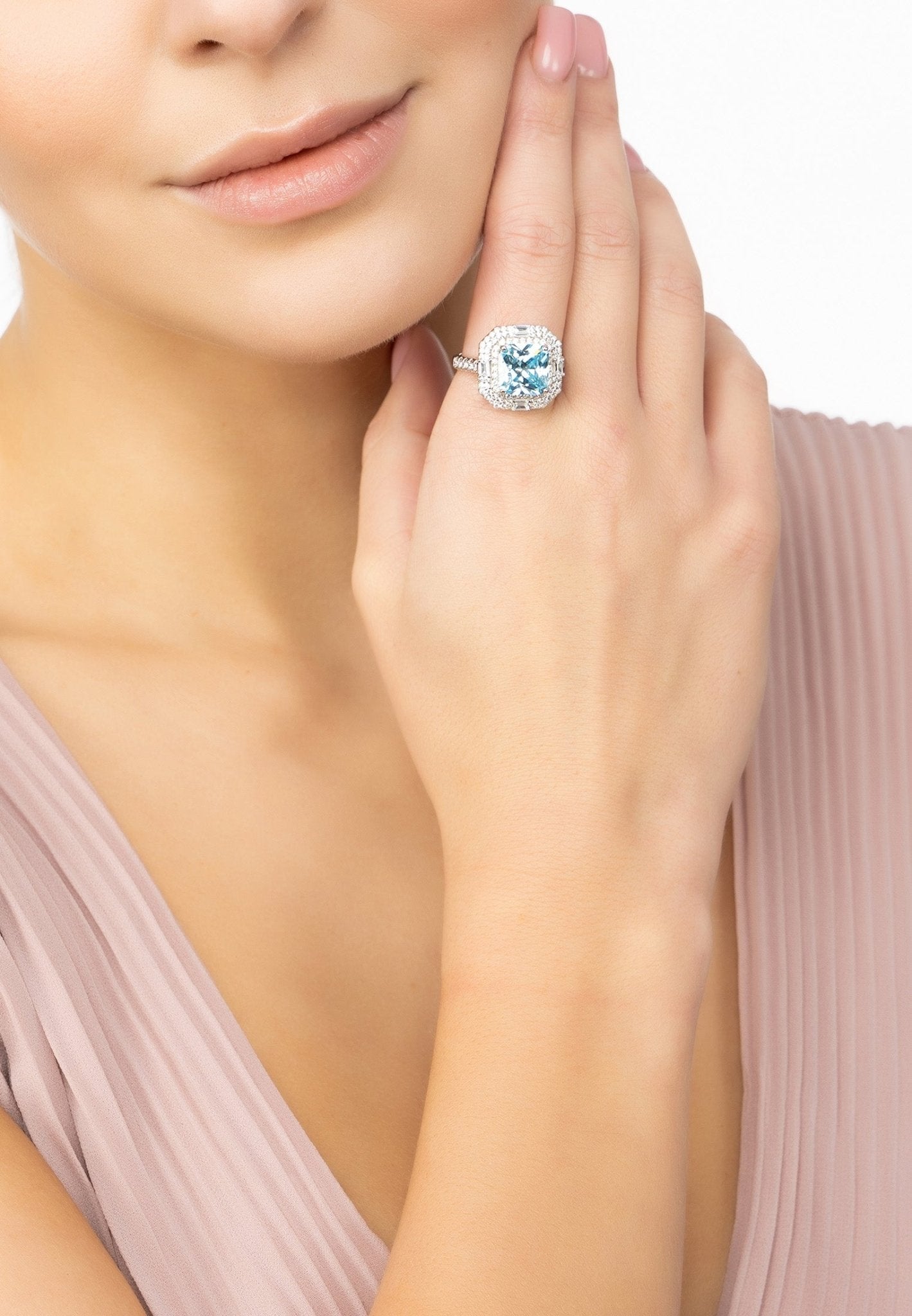 Anastasia Gemstone Cocktail Ring Silver Blue Topaz - LATELITA Rings