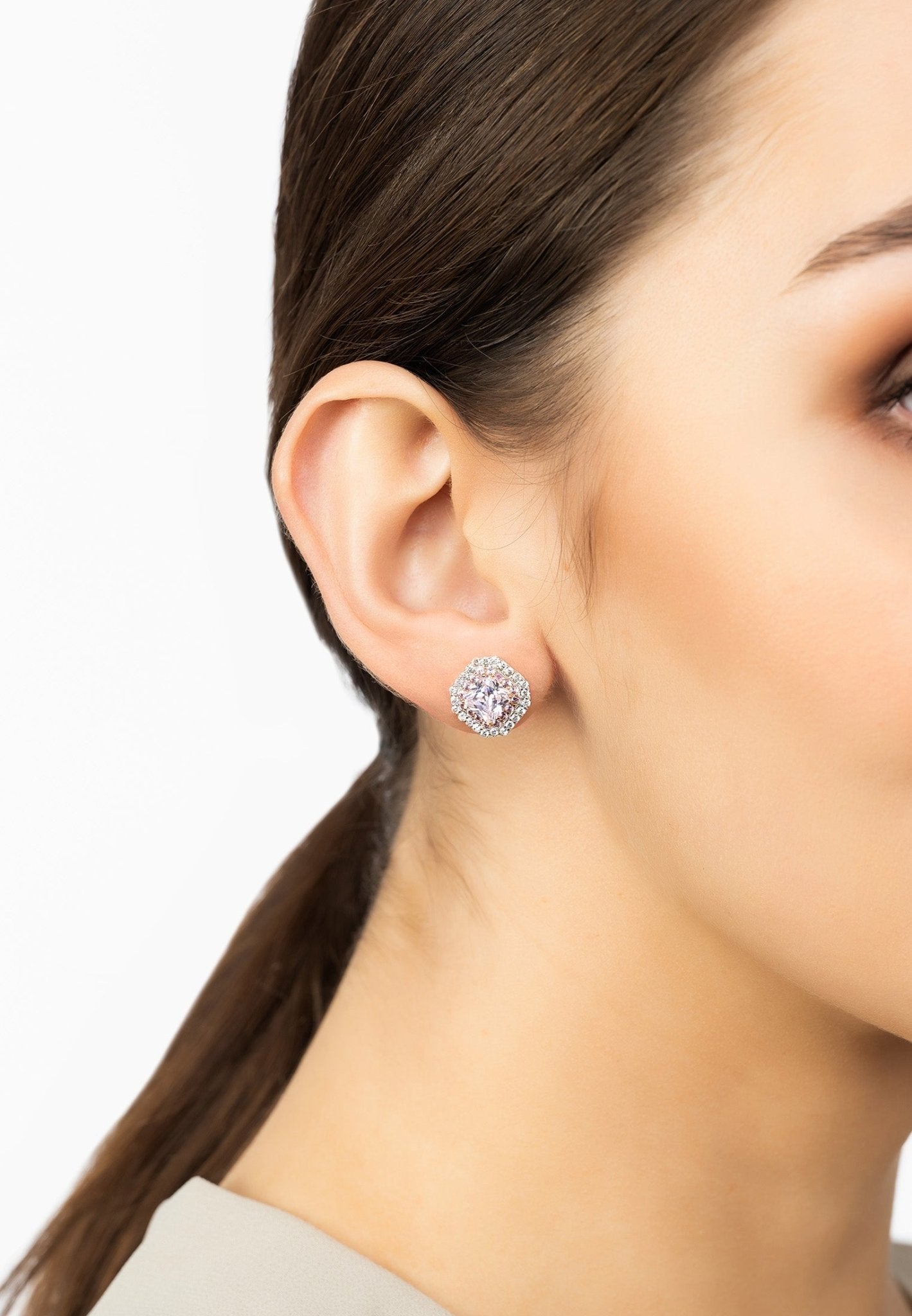 Anastasia Stud Earrings Silver Morganite - LATELITA Earrings