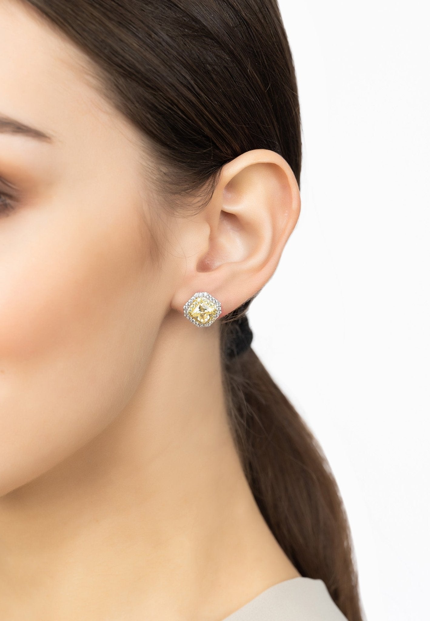 Anastasia Stud Earrings Silver Yellow Topaz - LATELITA Earrings