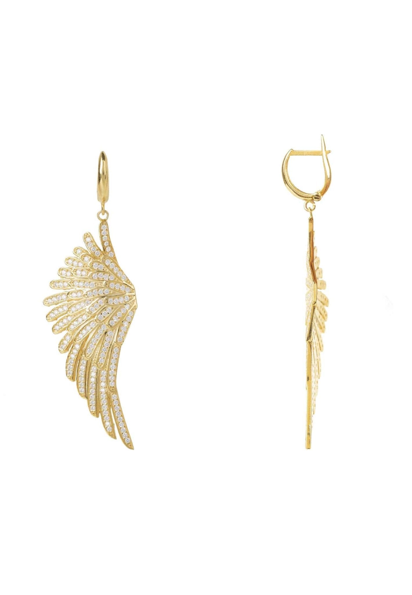 Angel Wing Drop Earrings Gold White - LATELITA Earrings