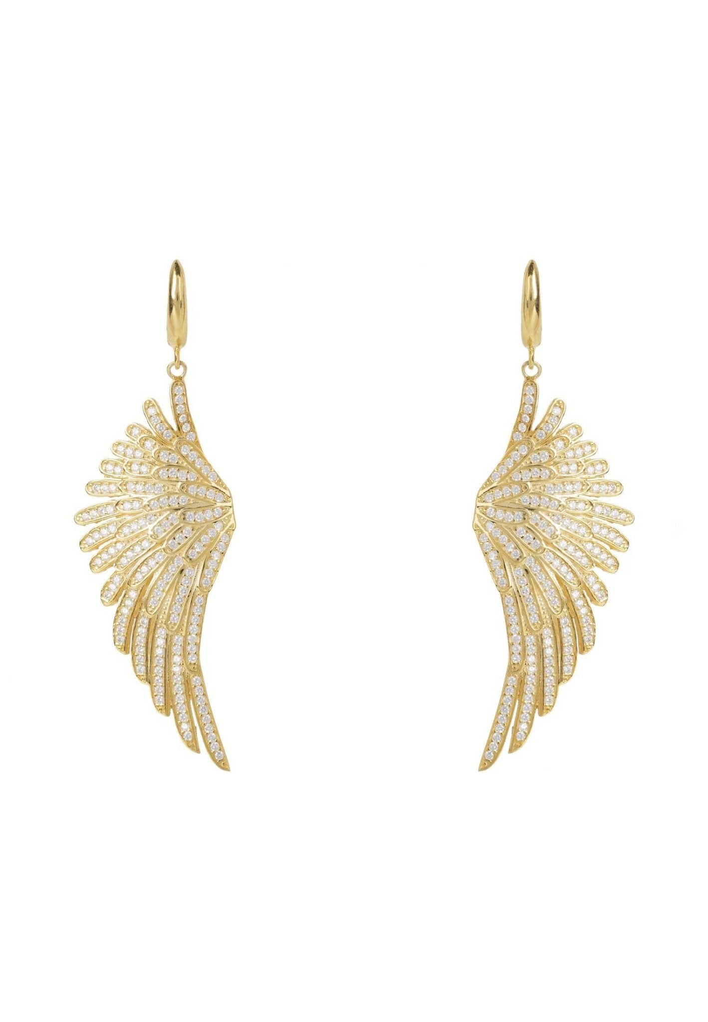 Angel Wing Drop Earrings Gold White - LATELITA Earrings