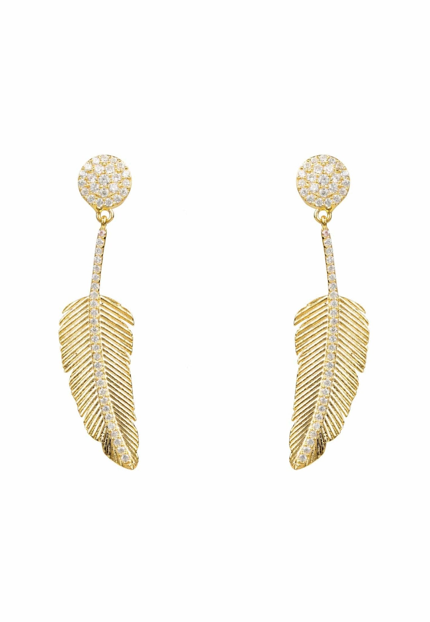 Angelic Feather Drop Earrings Gold - LATELITA Earrings