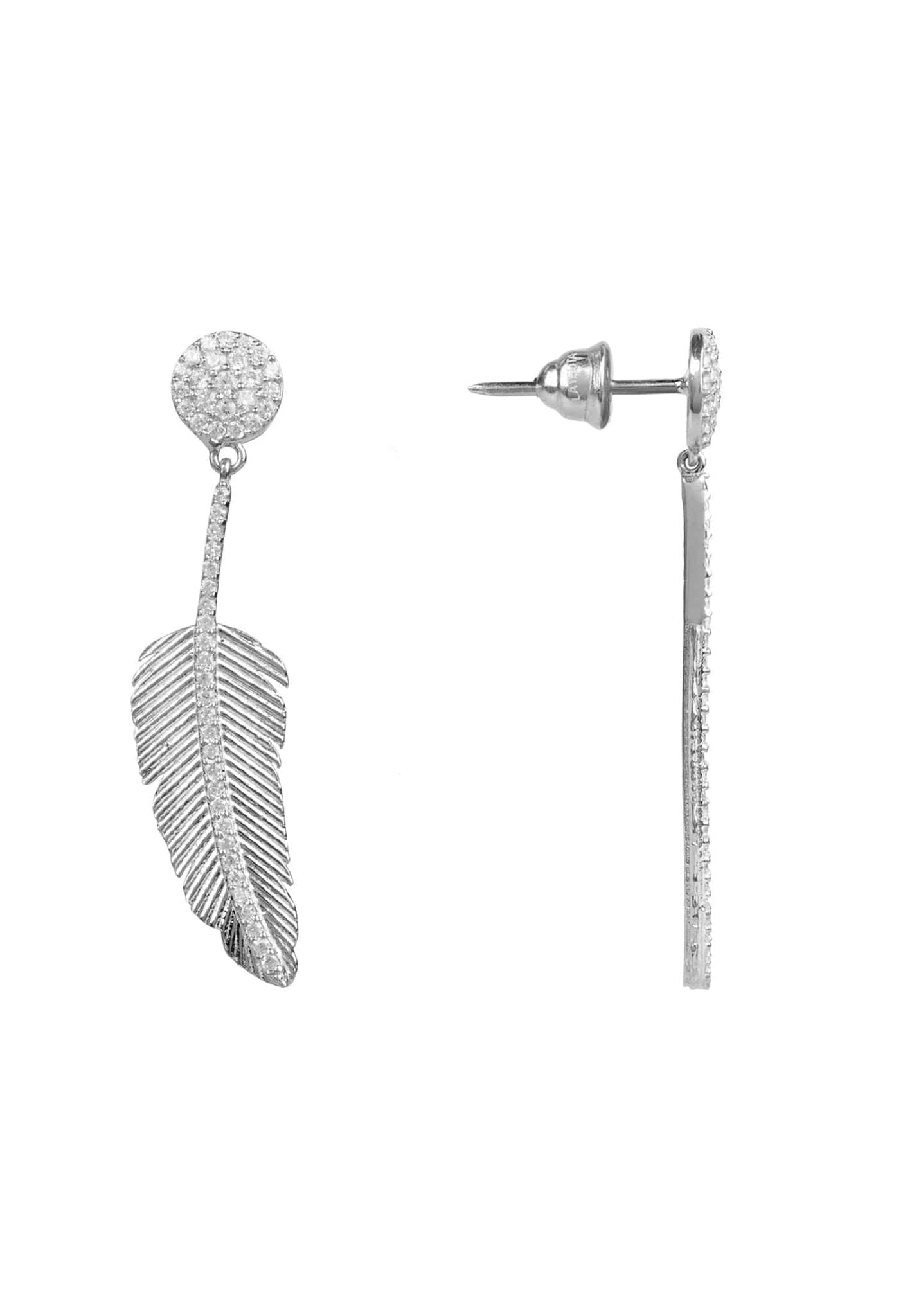 Angelic Feather Drop Earrings Silver - LATELITA Earrings