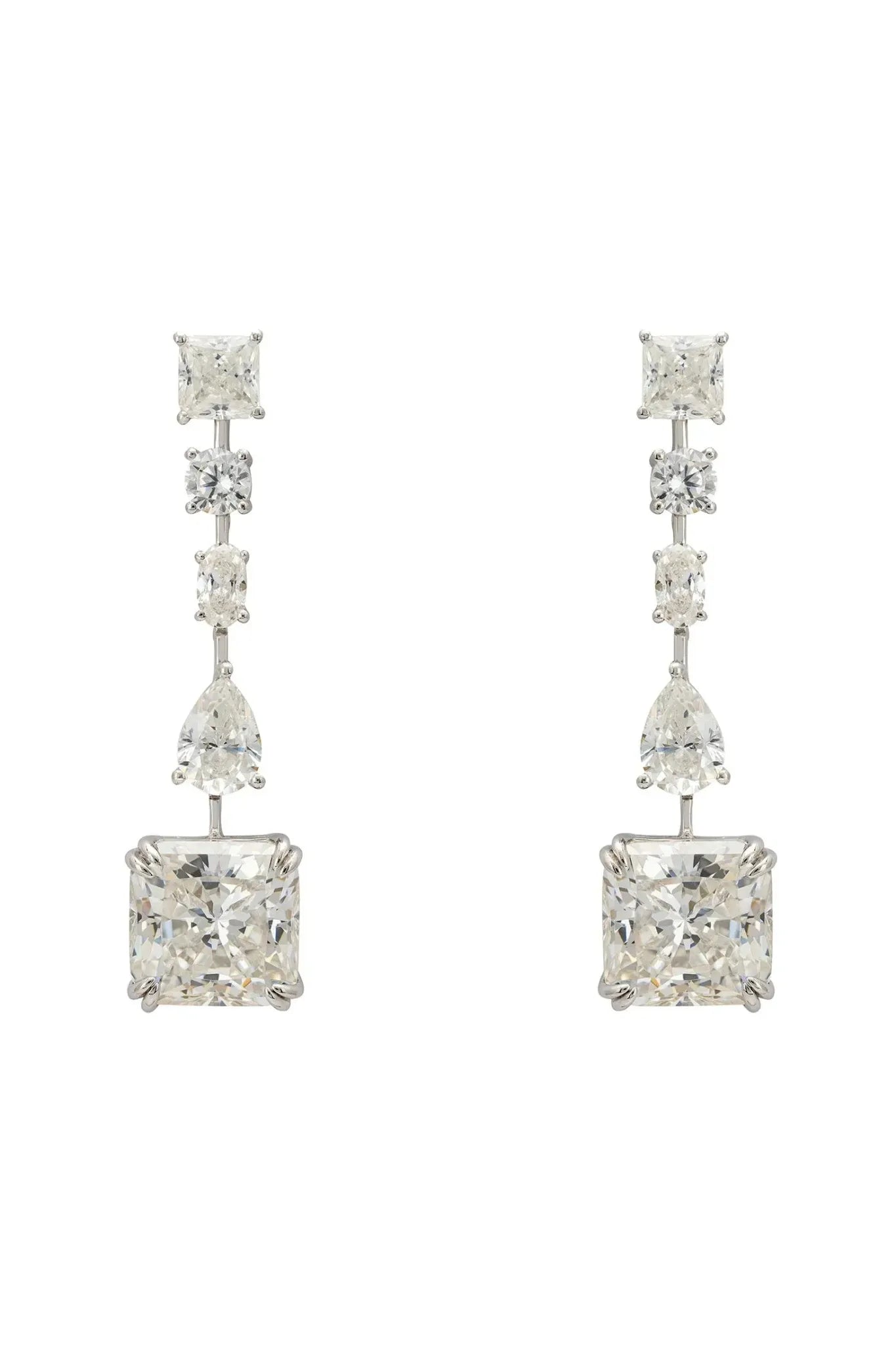 Angelina Moissanite Drop Earrings Silver - LATELITA Earrings