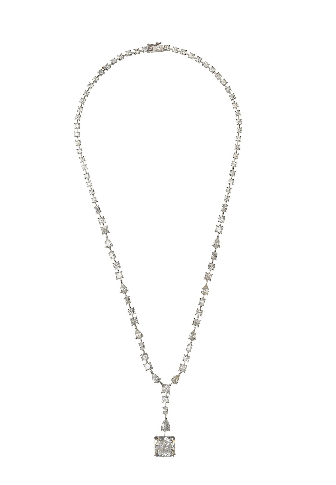 Angelina Moissanite Statement Necklace Silver - LATELITA Necklaces