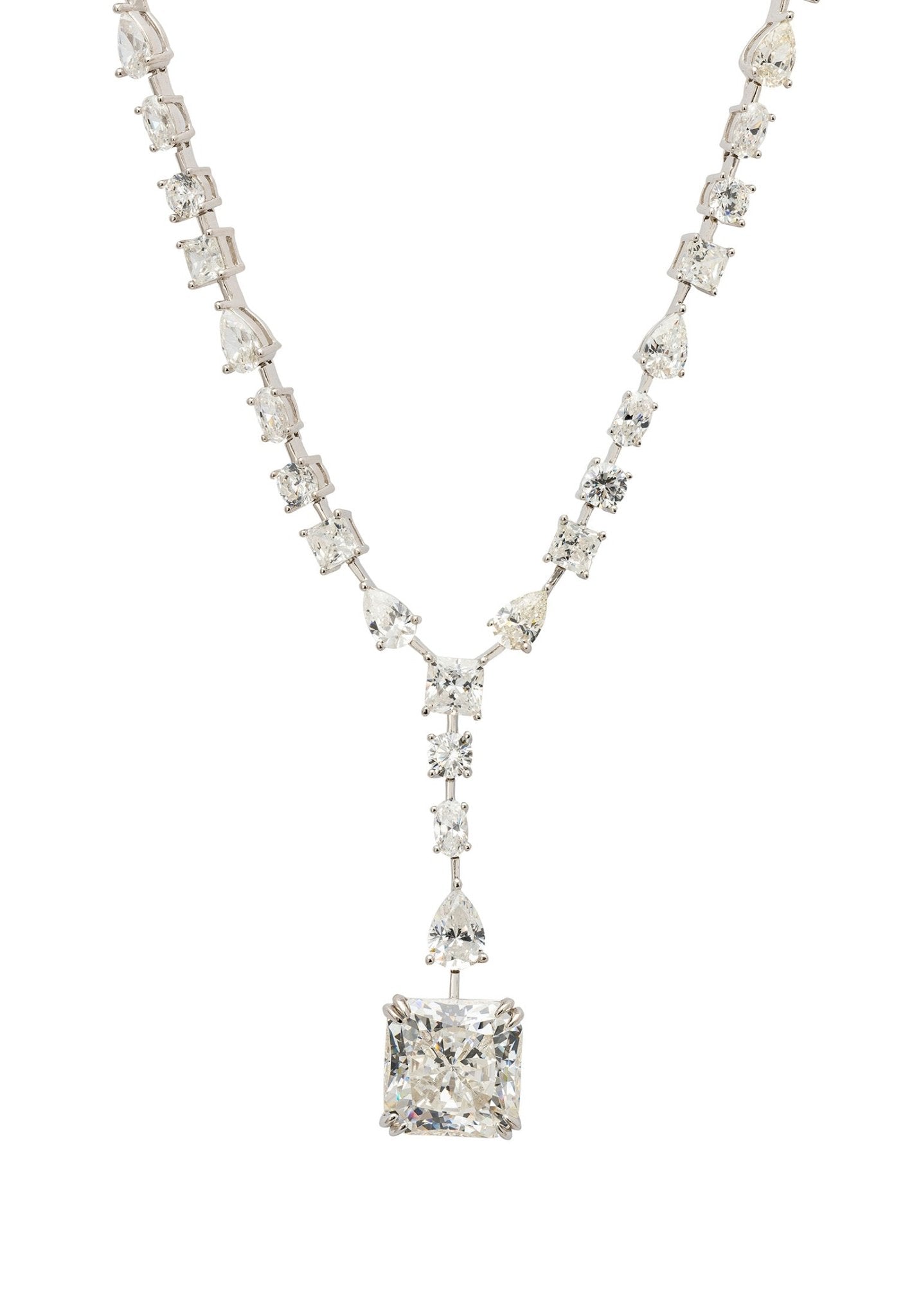 Angelina Moissanite Statement Necklace Silver - LATELITA Necklaces