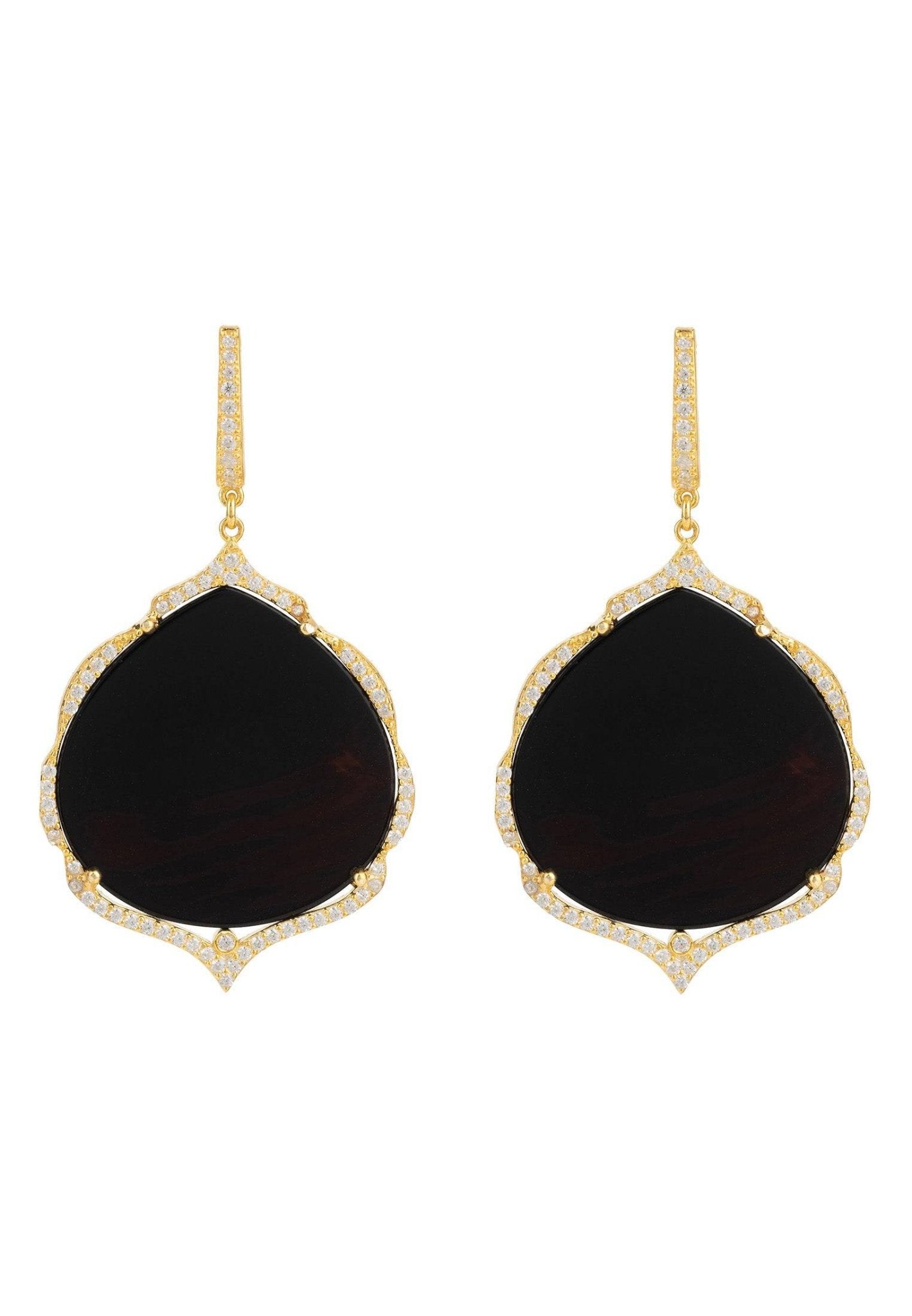 Antoinette Earrings Gold Black Onyx - LATELITA Earrings