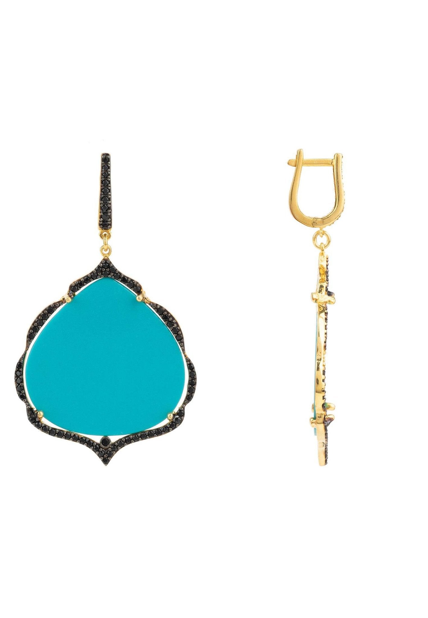 Antoinette Earrings Gold Turquoise - LATELITA Earrings