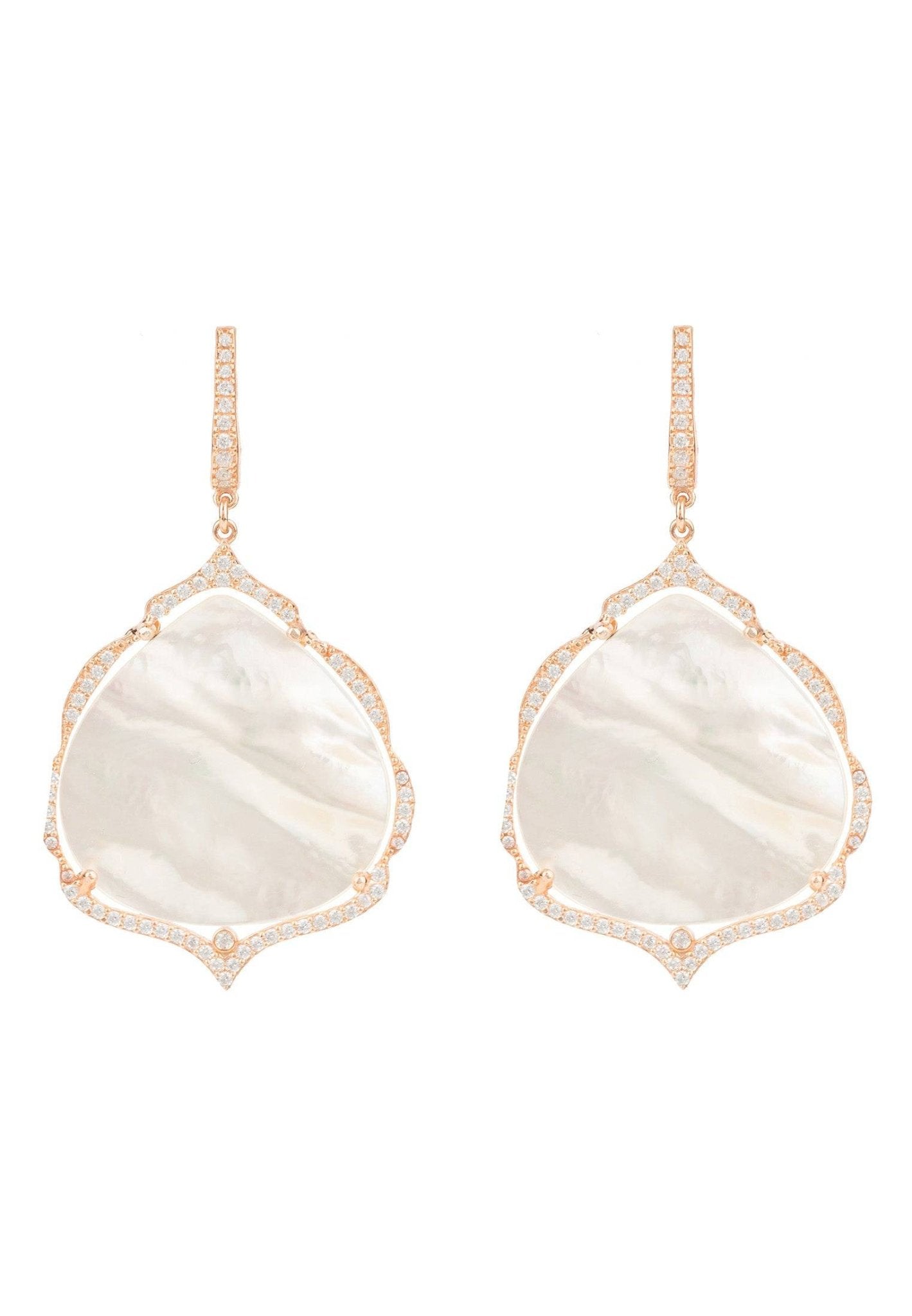 Antoinette Earrings White Mother Of Pearl Rosegold - LATELITA Earrings