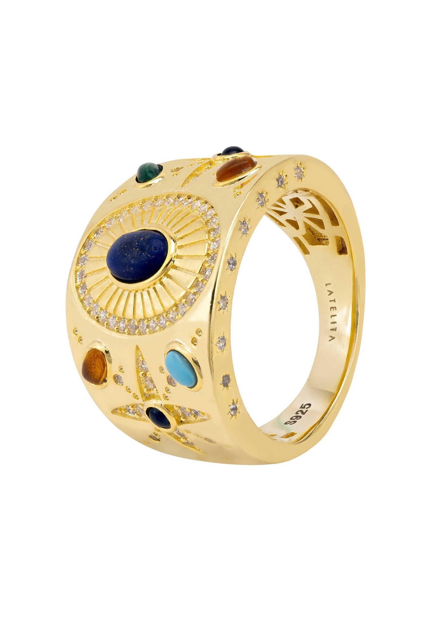 Anubis Gemstone Cocktail Ring Gold - LATELITA Rings
