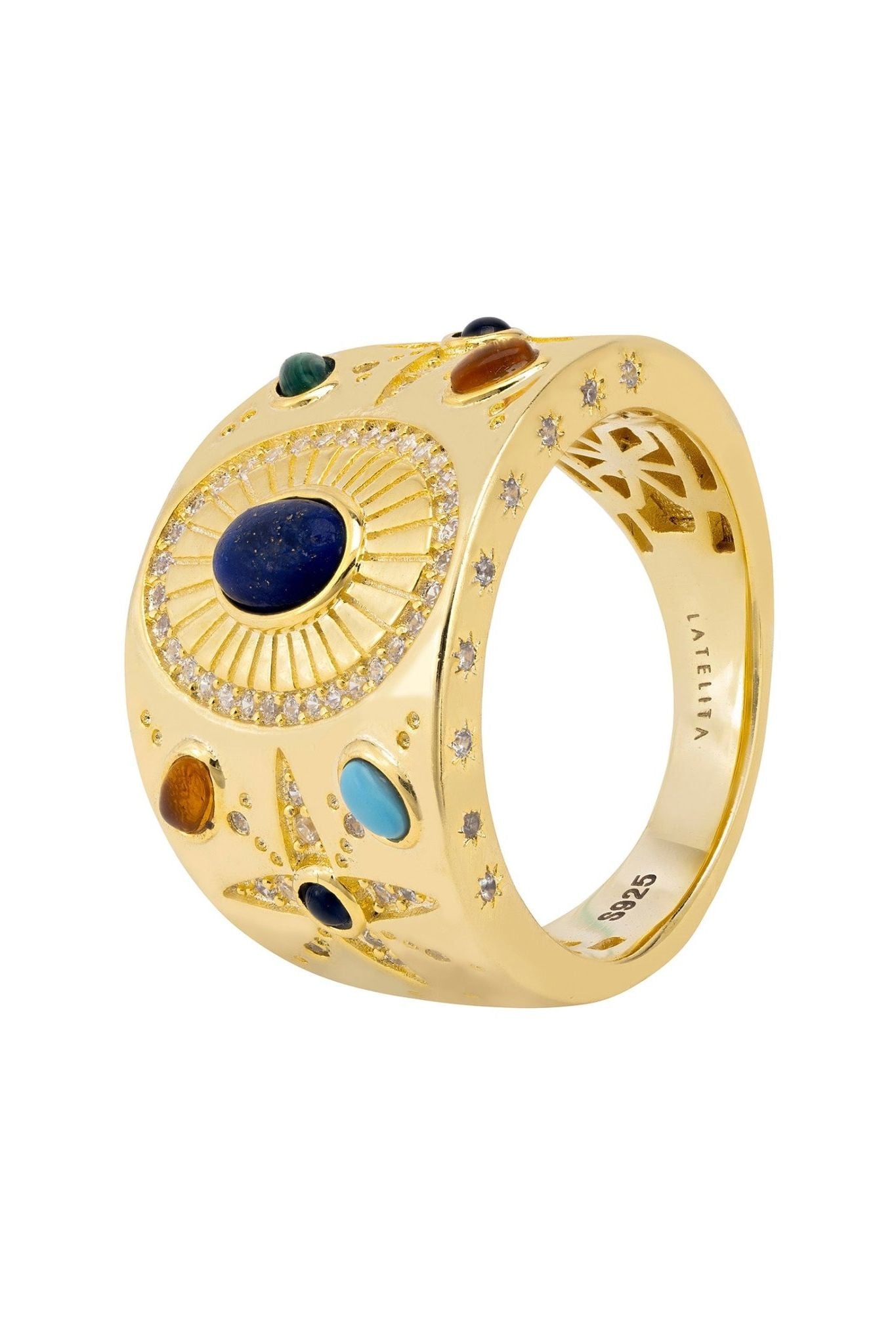 Anubis Gemstone Cocktail Ring Gold - LATELITA Rings