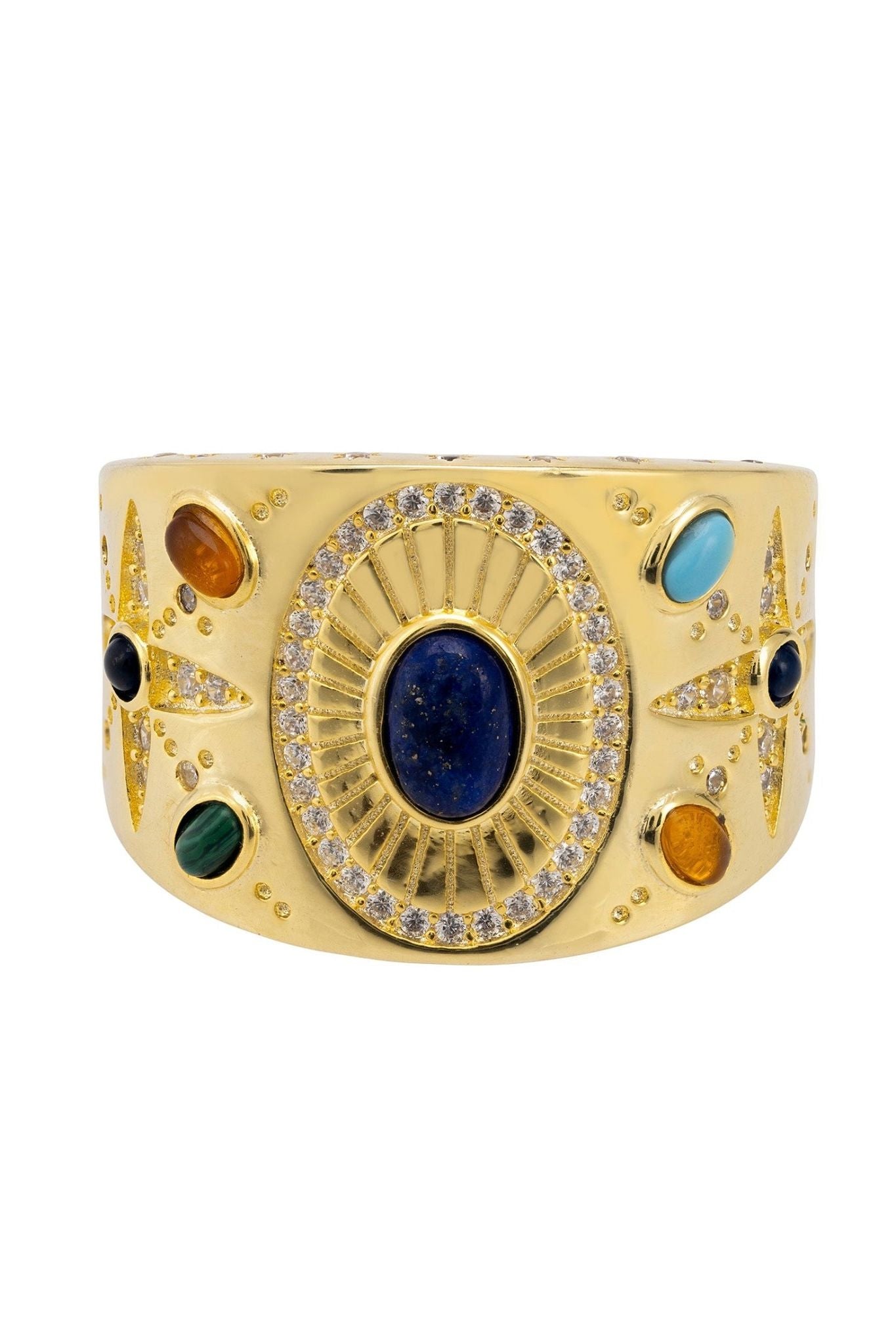 Anubis Gemstone Cocktail Ring Gold - LATELITA Rings