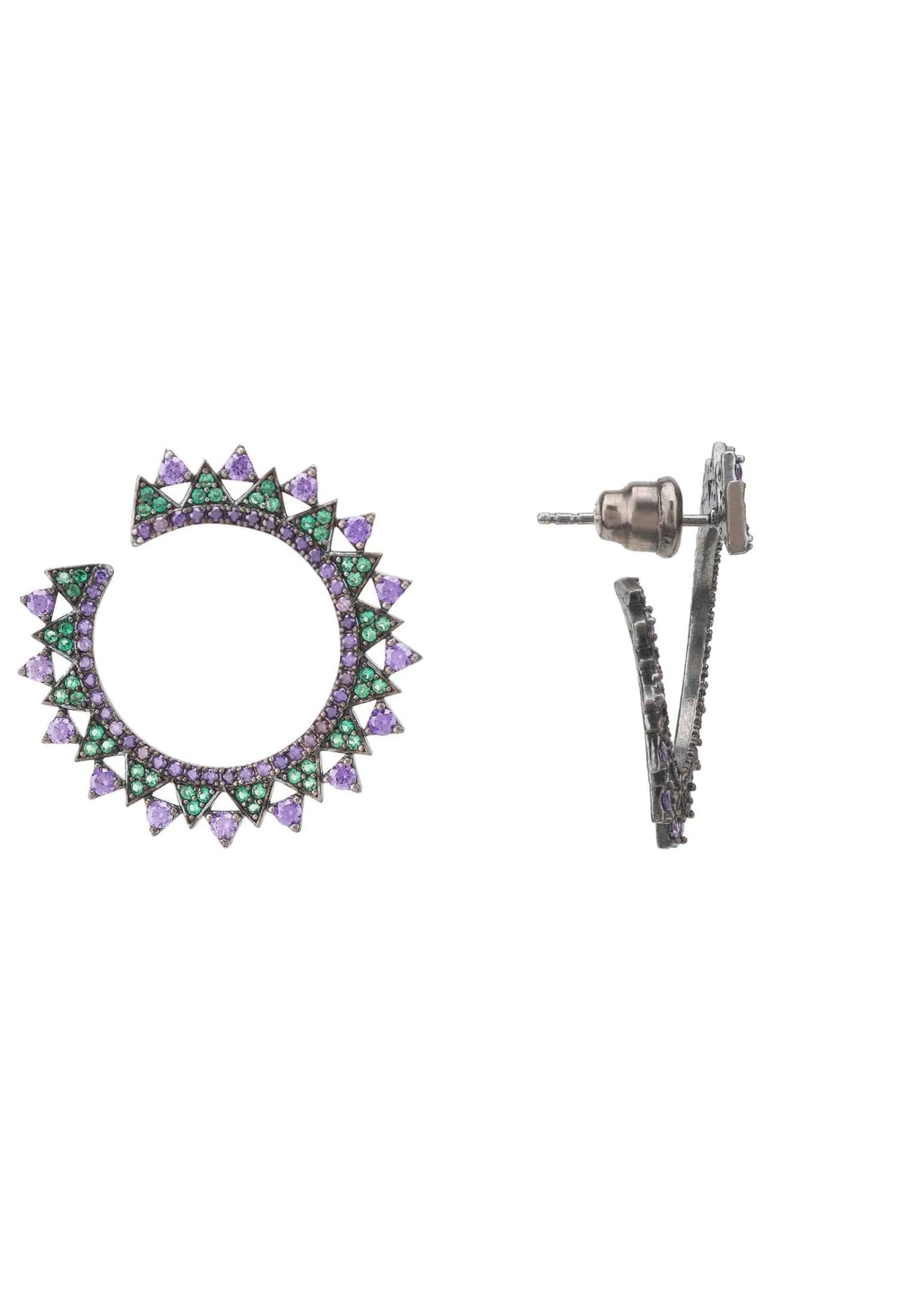 Apollo Hoops Green & Purple Silver Oxidised - LATELITA Earrings