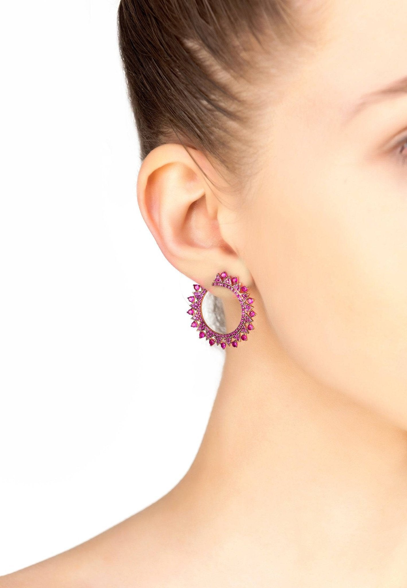 Apollo Hoops Ruby Pink Rosegold - LATELITA Earrings