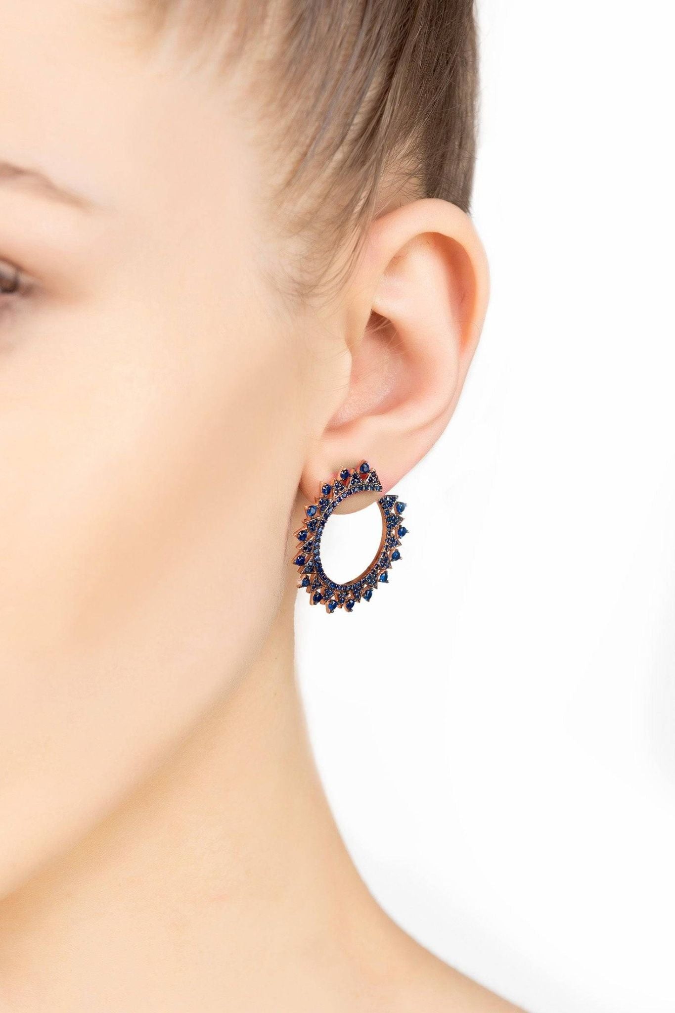 Apollo Hoops Sapphire Blue Rosegold - LATELITA Earrings