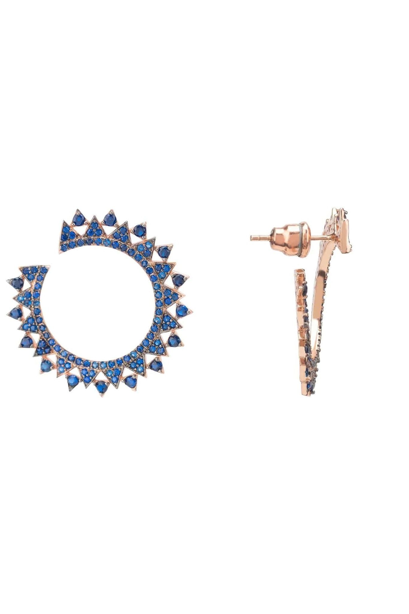Apollo Hoops Sapphire Blue Rosegold - LATELITA Earrings